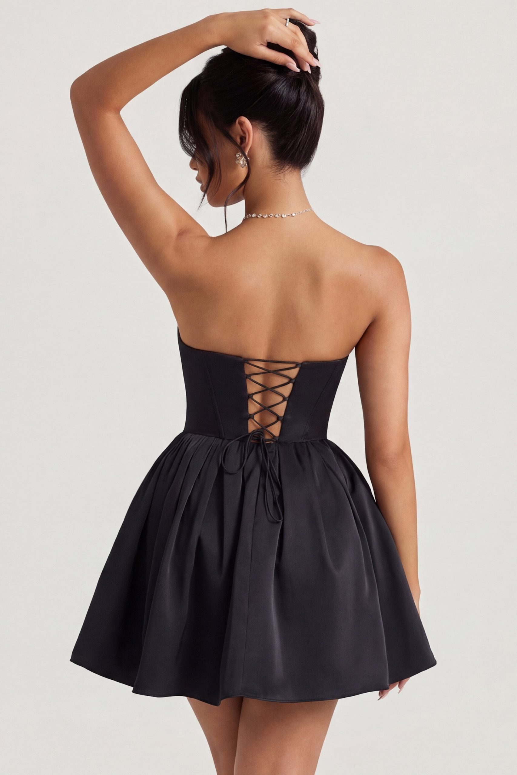 Corset Tulle Mini Dress in Jet Black - Image 6