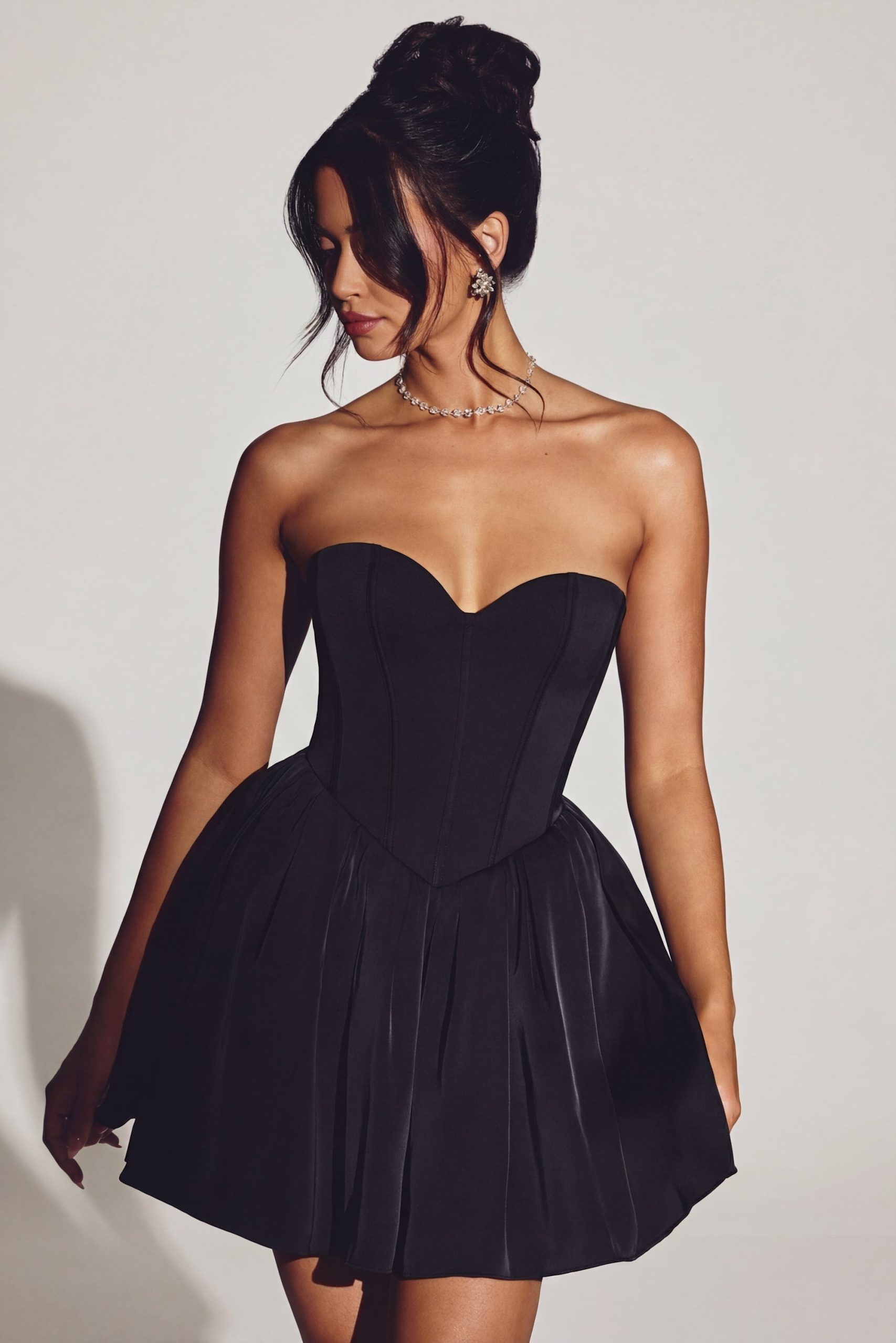 Corset Tulle Mini Dress in Jet Black - Image 8