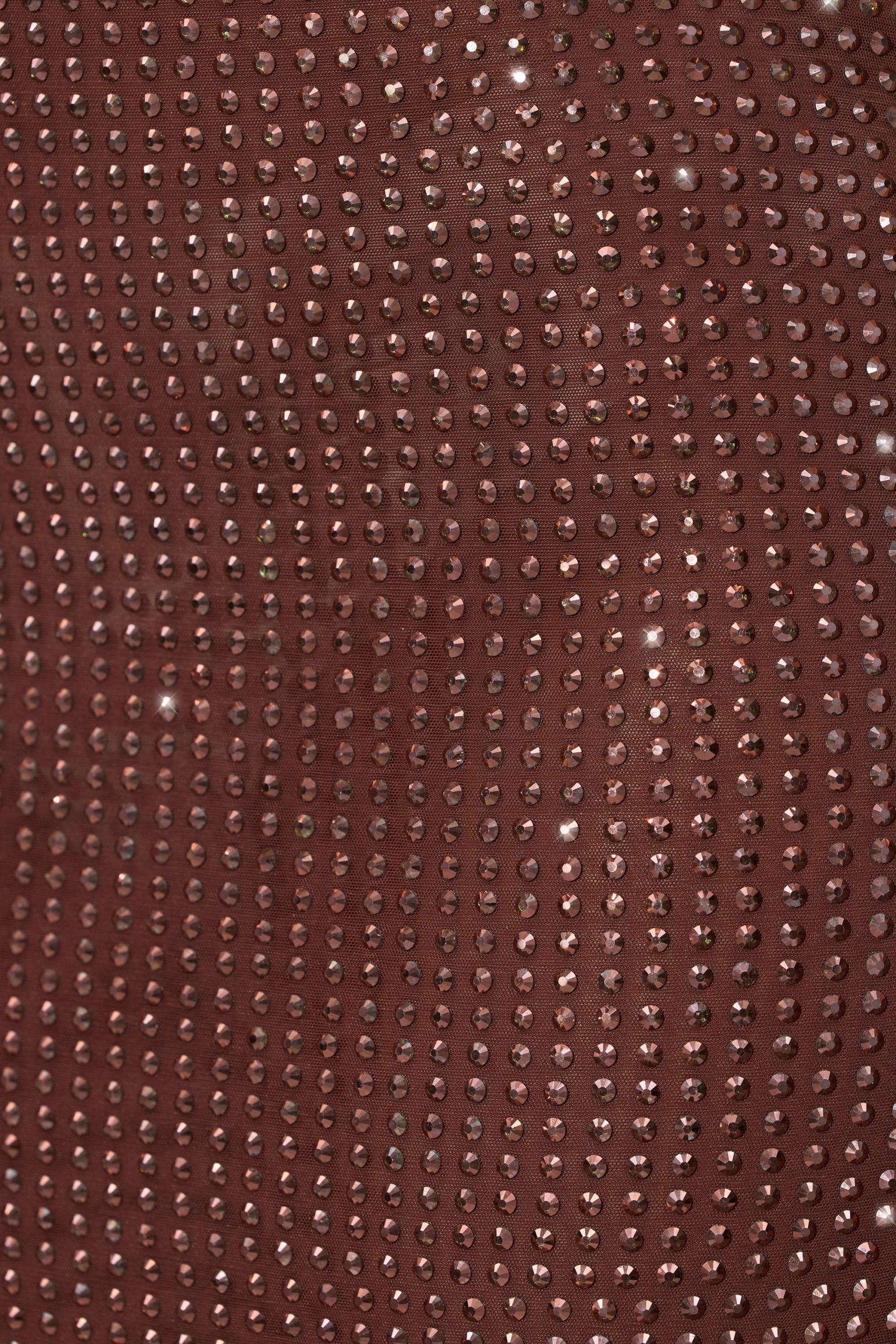 Embellished Mid Rise Maxi Skirt in Espresso - Image 4