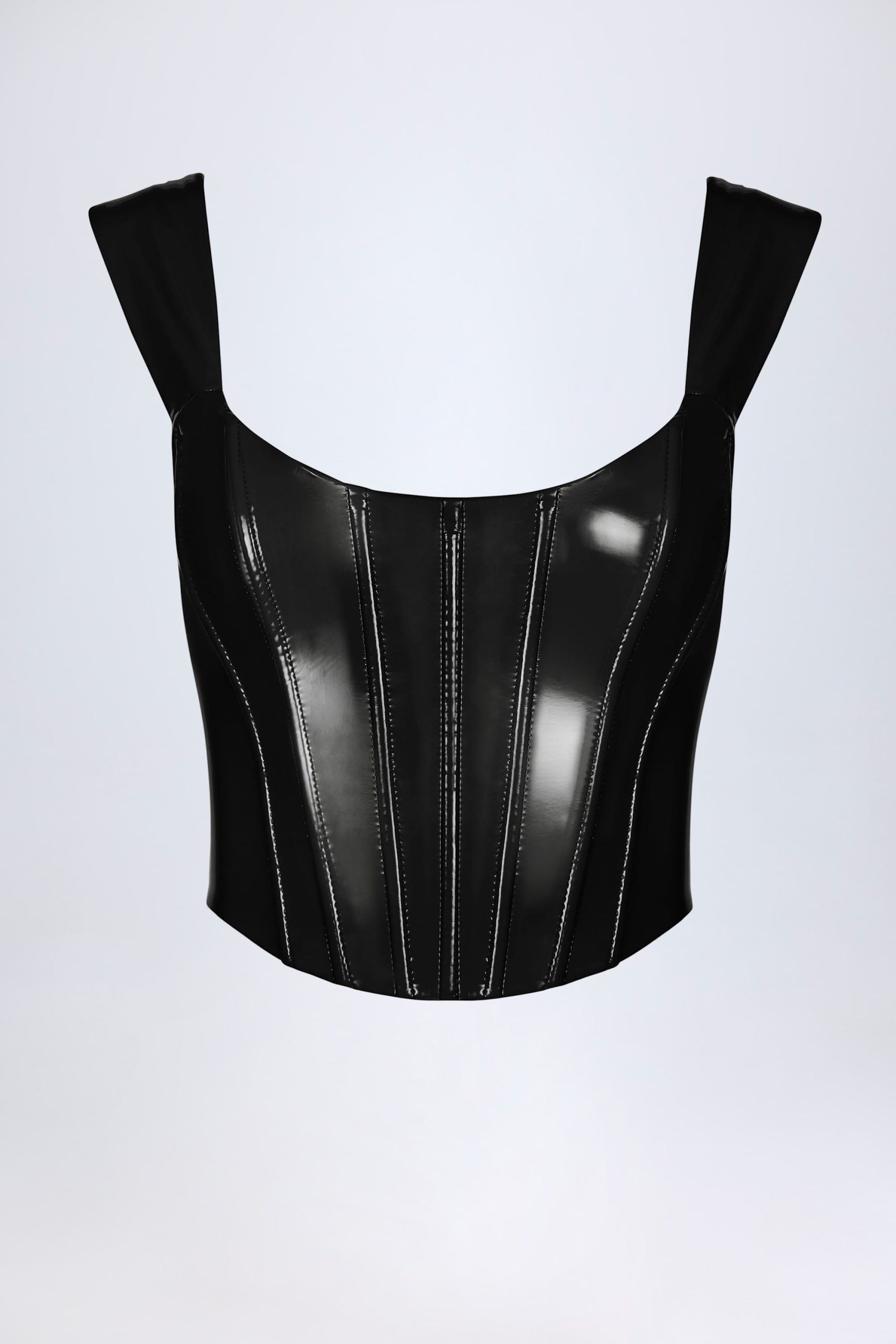 Vinyl Lace-Up Corset Top in Black - Image 5