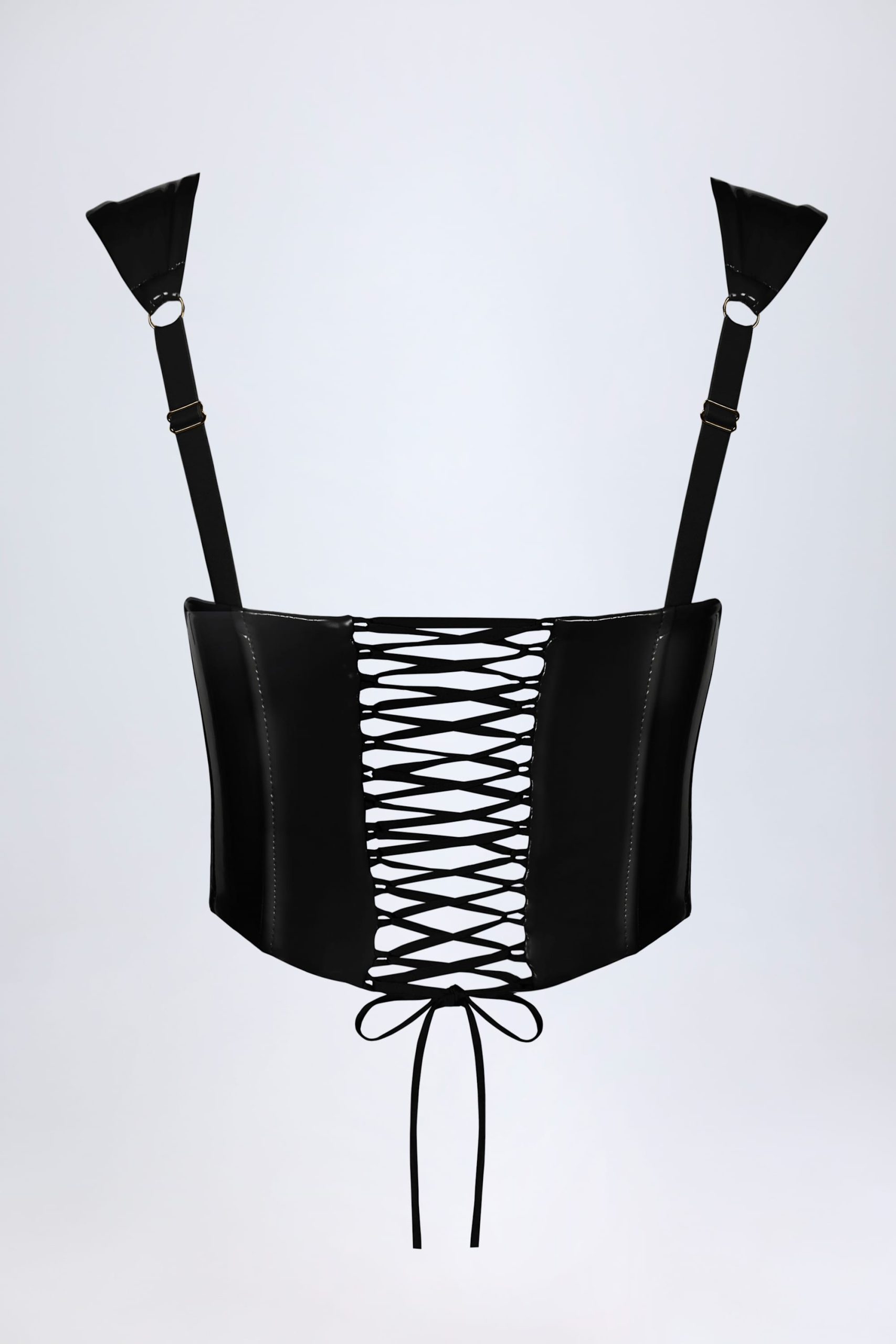 Vinyl Lace-Up Corset Top in Black - Image 6