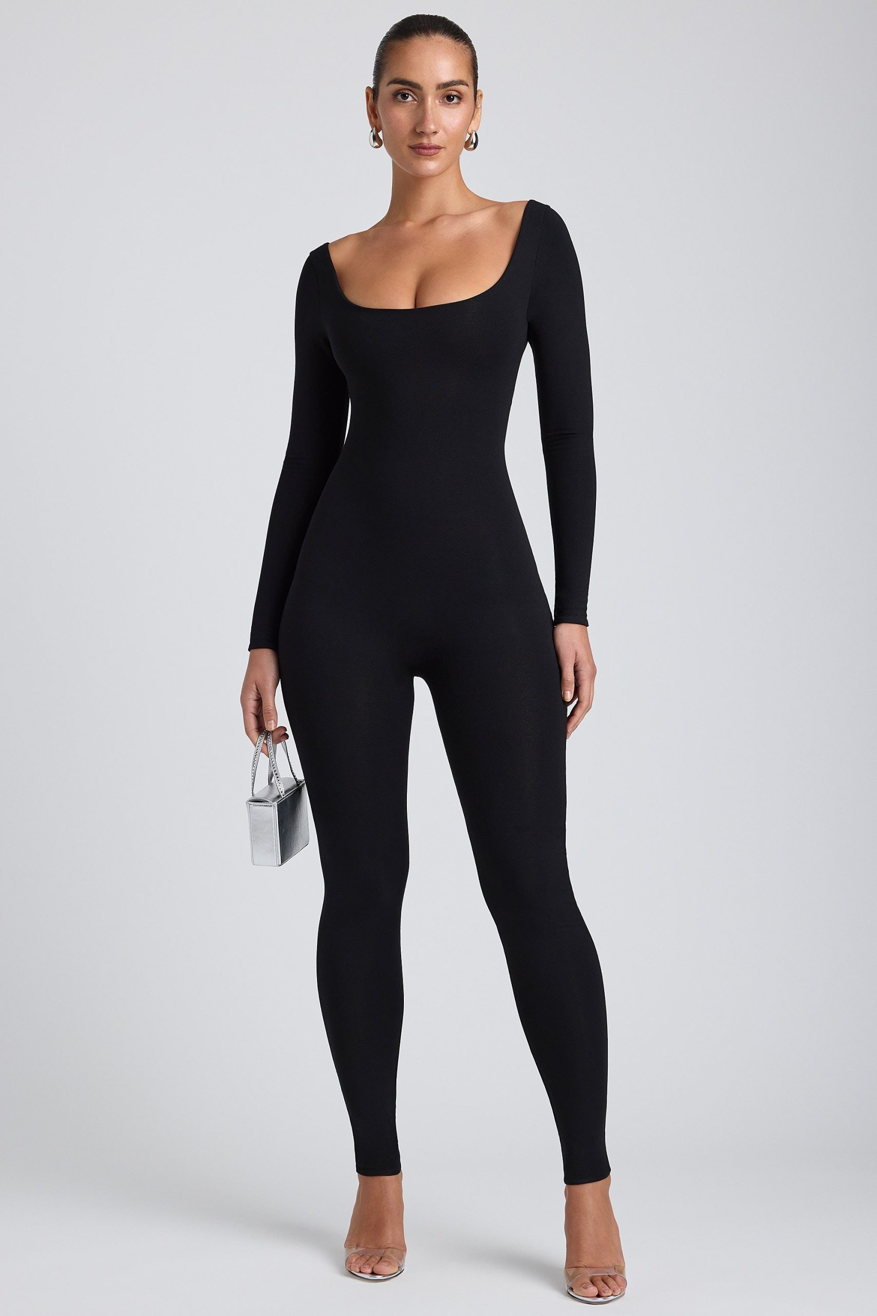 Modal Petite Scoop-Neck Cross-Back Jumpsuit in Black - Image 6
