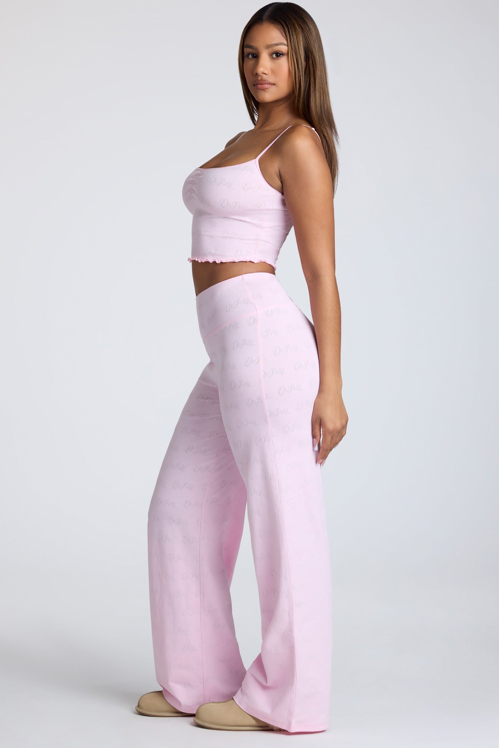Strappy Ruched Pointelle Crop Top in Pink Lemonade - Image 6