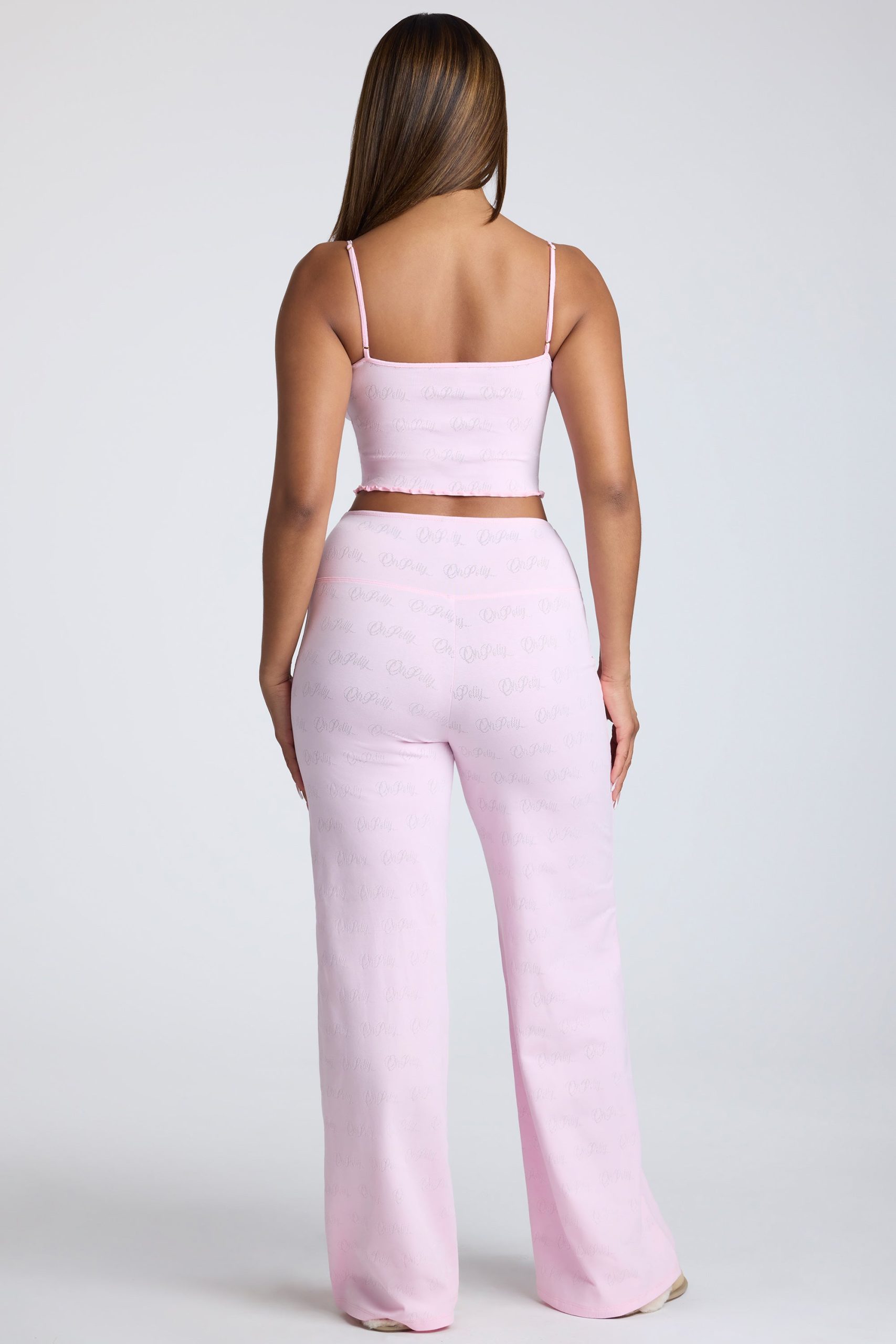 Strappy Ruched Pointelle Crop Top in Pink Lemonade - Image 7