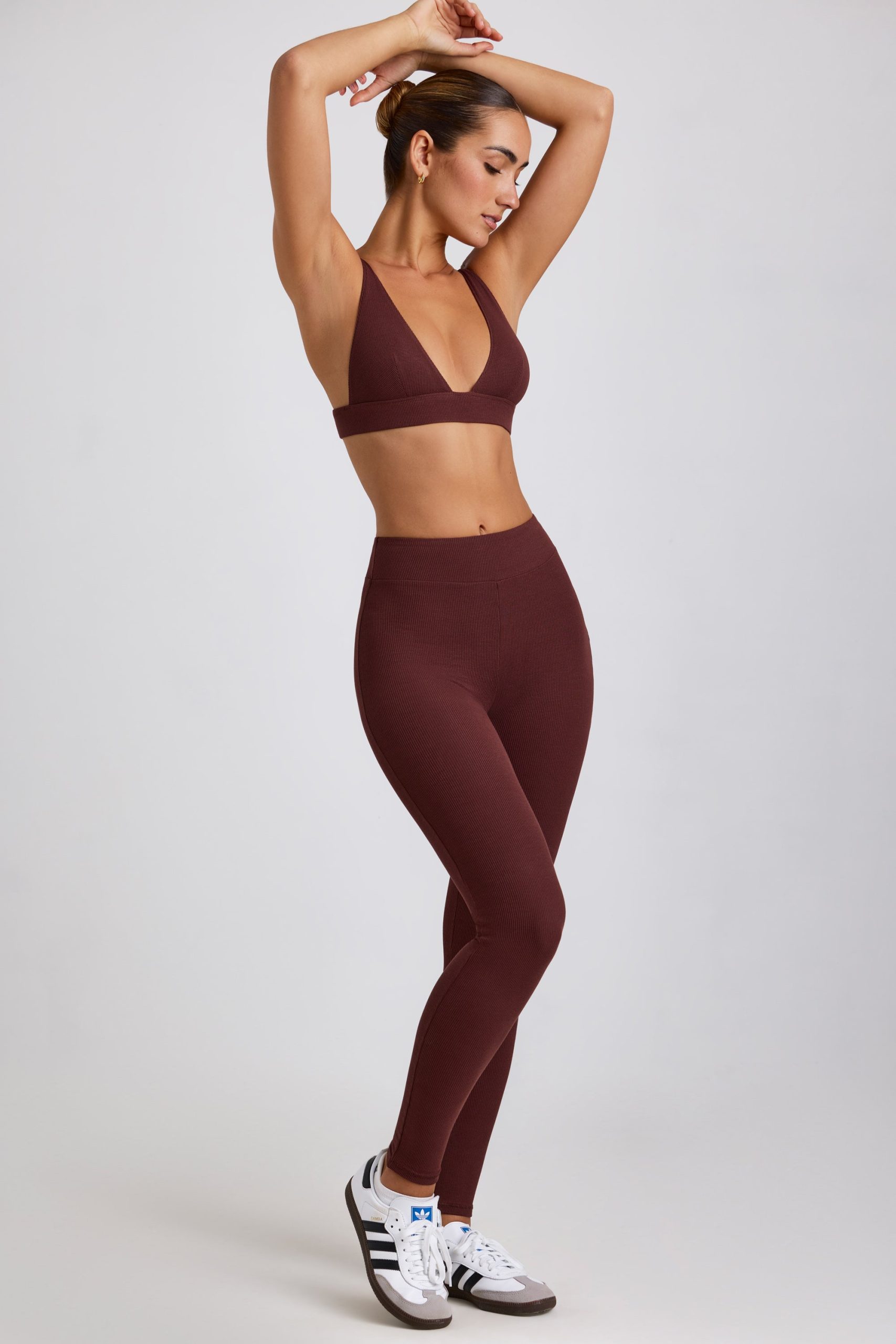 Ribbed Modal High Waist Leggings in Espresso - Image 6