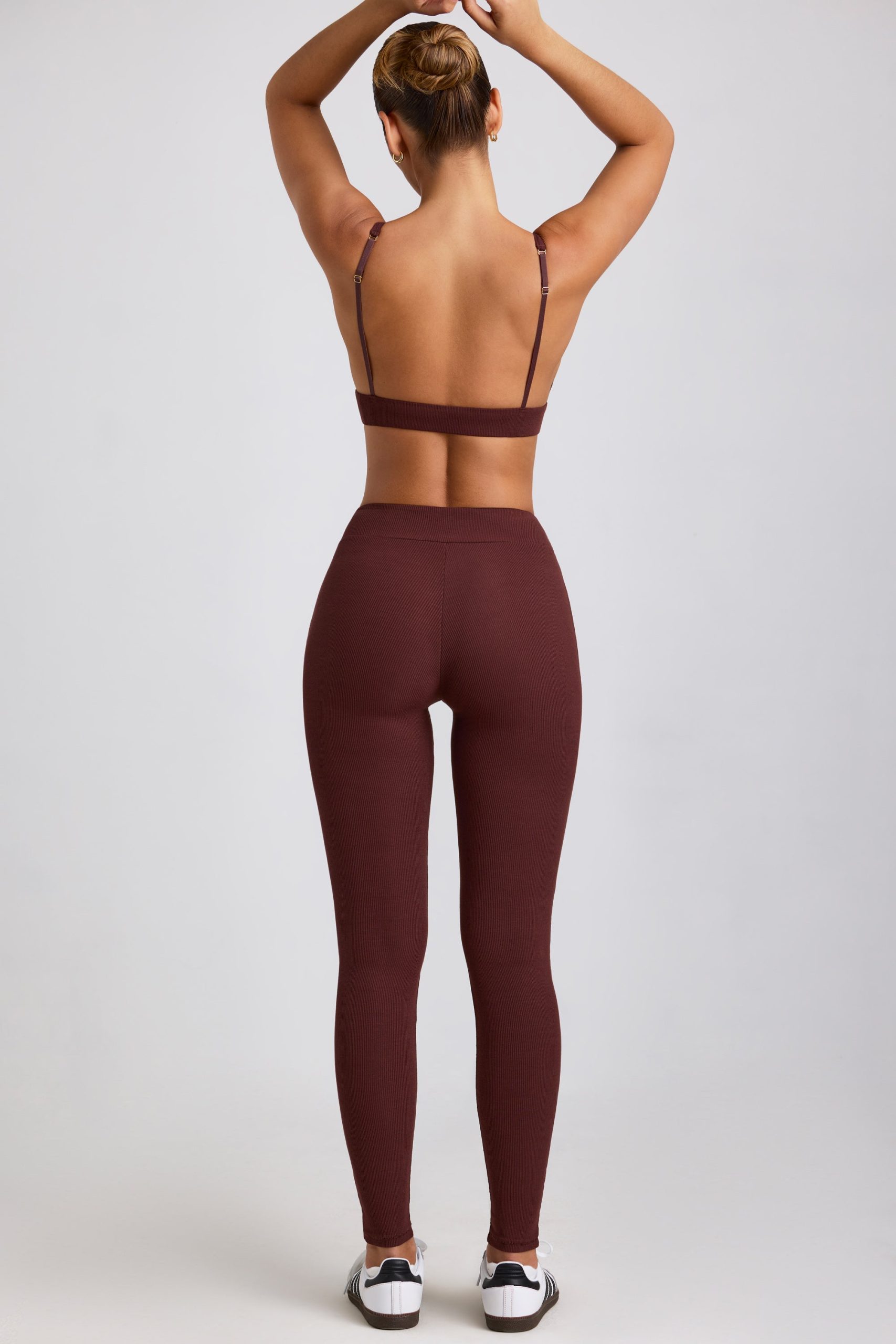 Ribbed Modal High Waist Leggings in Espresso - Image 2