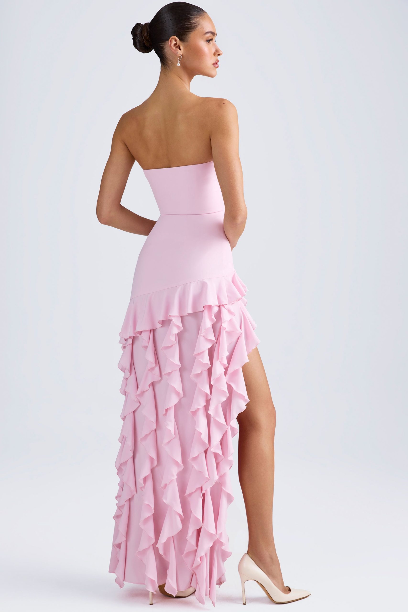 Ruffle-Trim Strapless Gown in Light Pink - Image 2