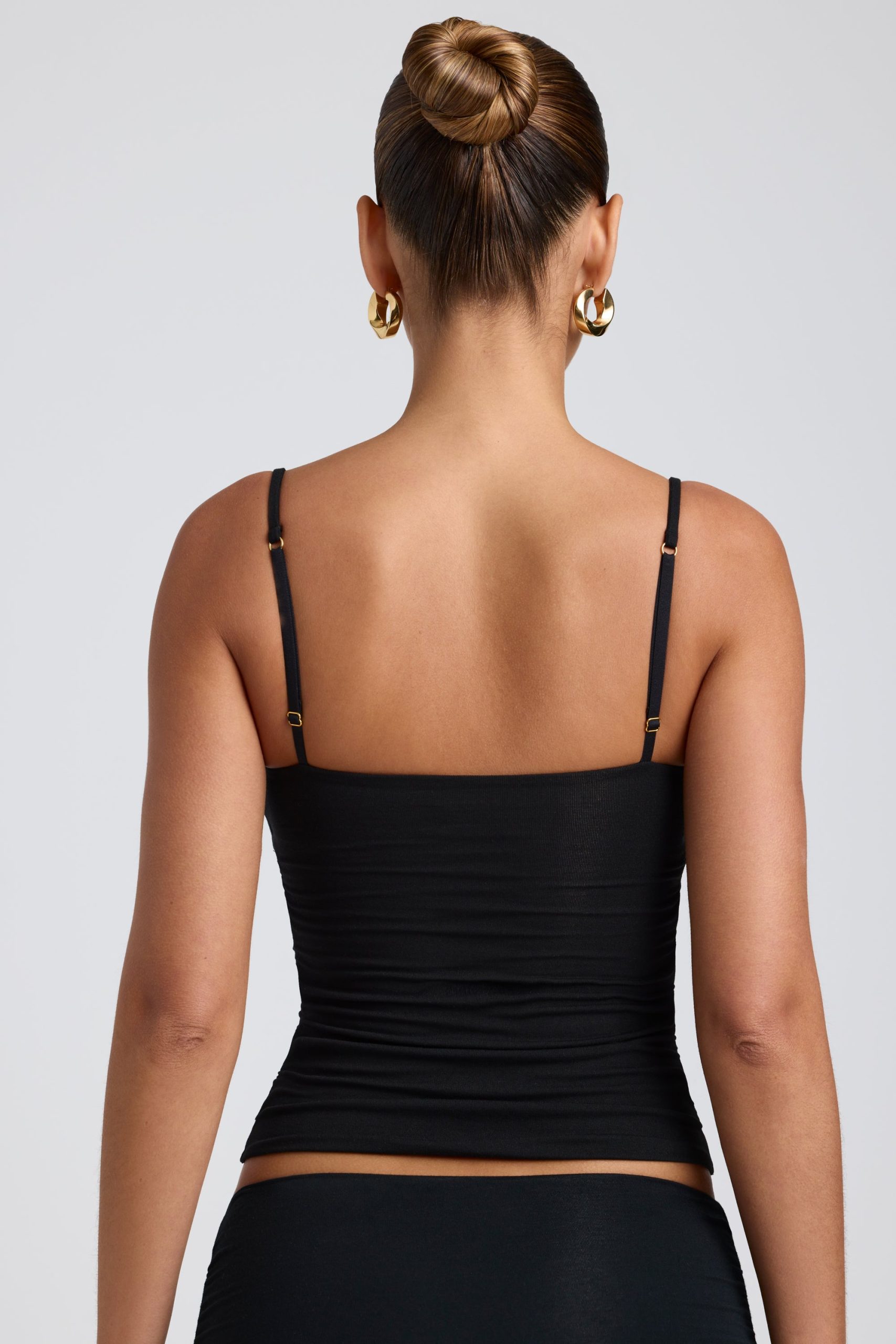 Modal Ruched Layered Tank Top in Black - Image 2