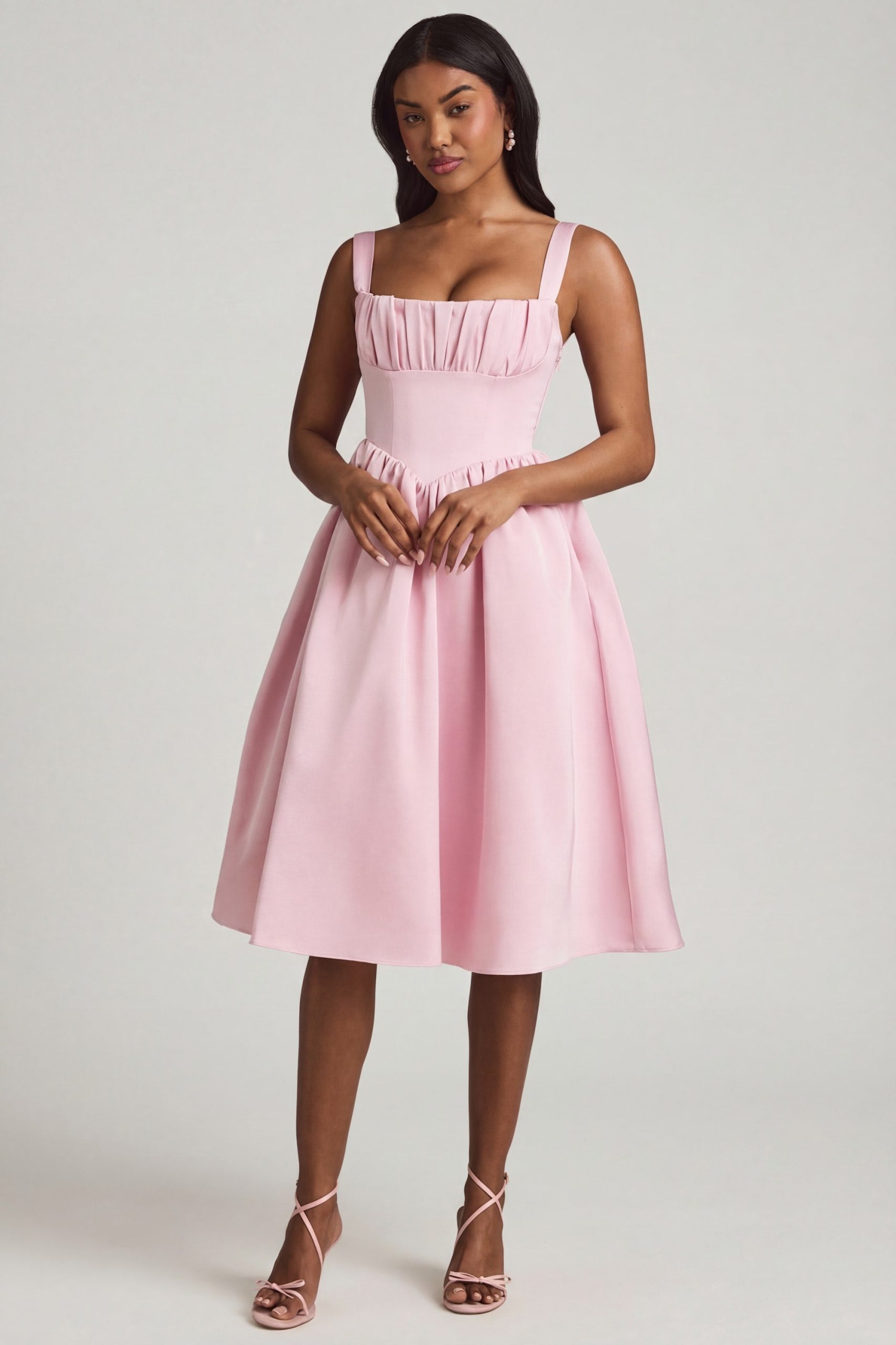Draped Corset Midaxi Dress in Blush - Image 5