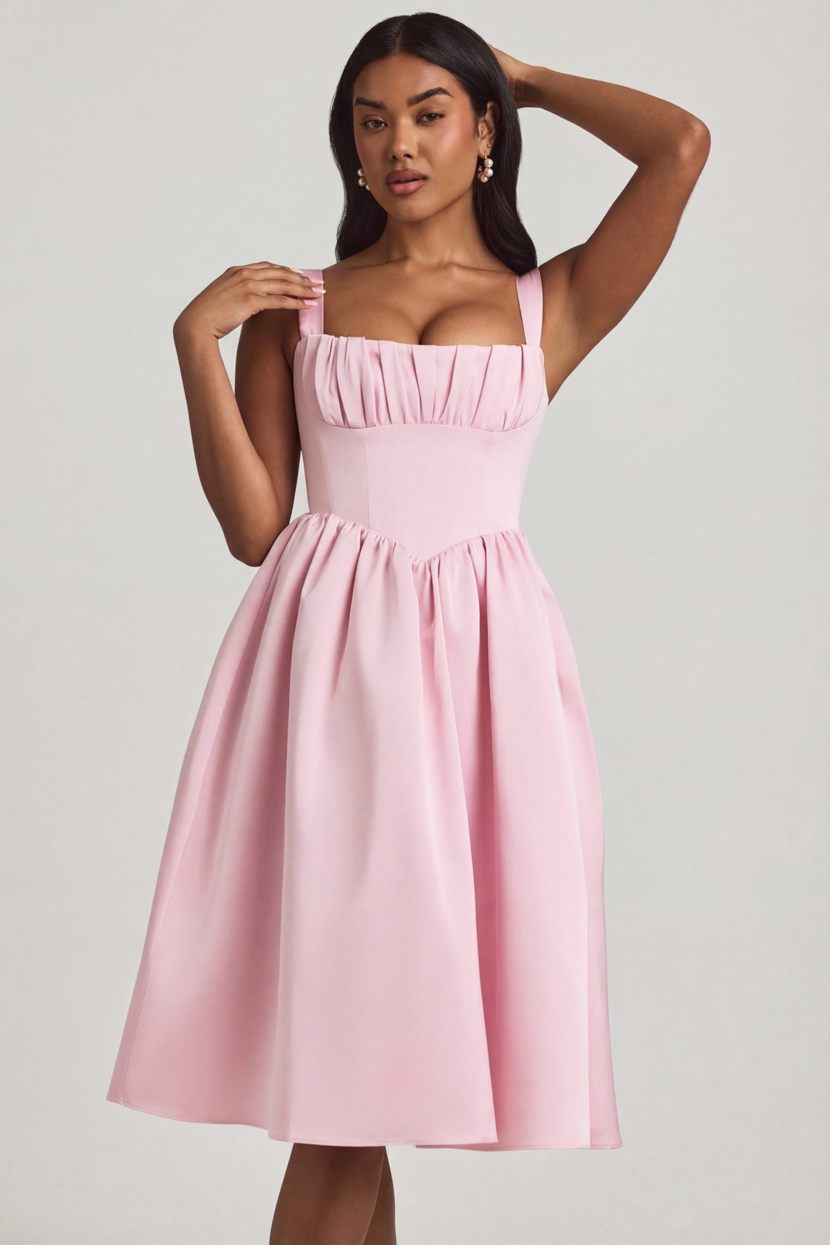 Draped Corset Midaxi Dress in Blush - Image 6