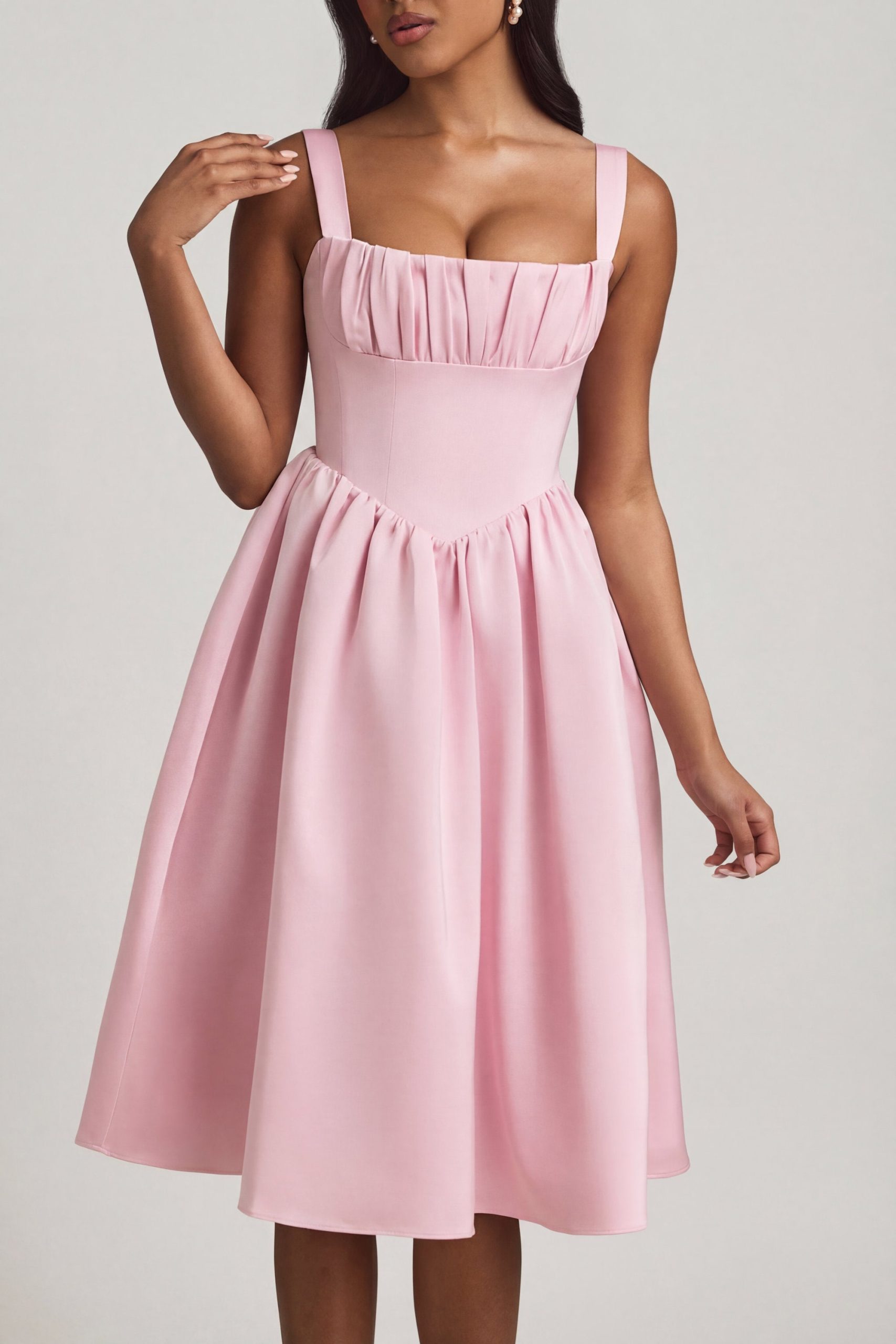 Draped Corset Midaxi Dress in Blush - Image 4