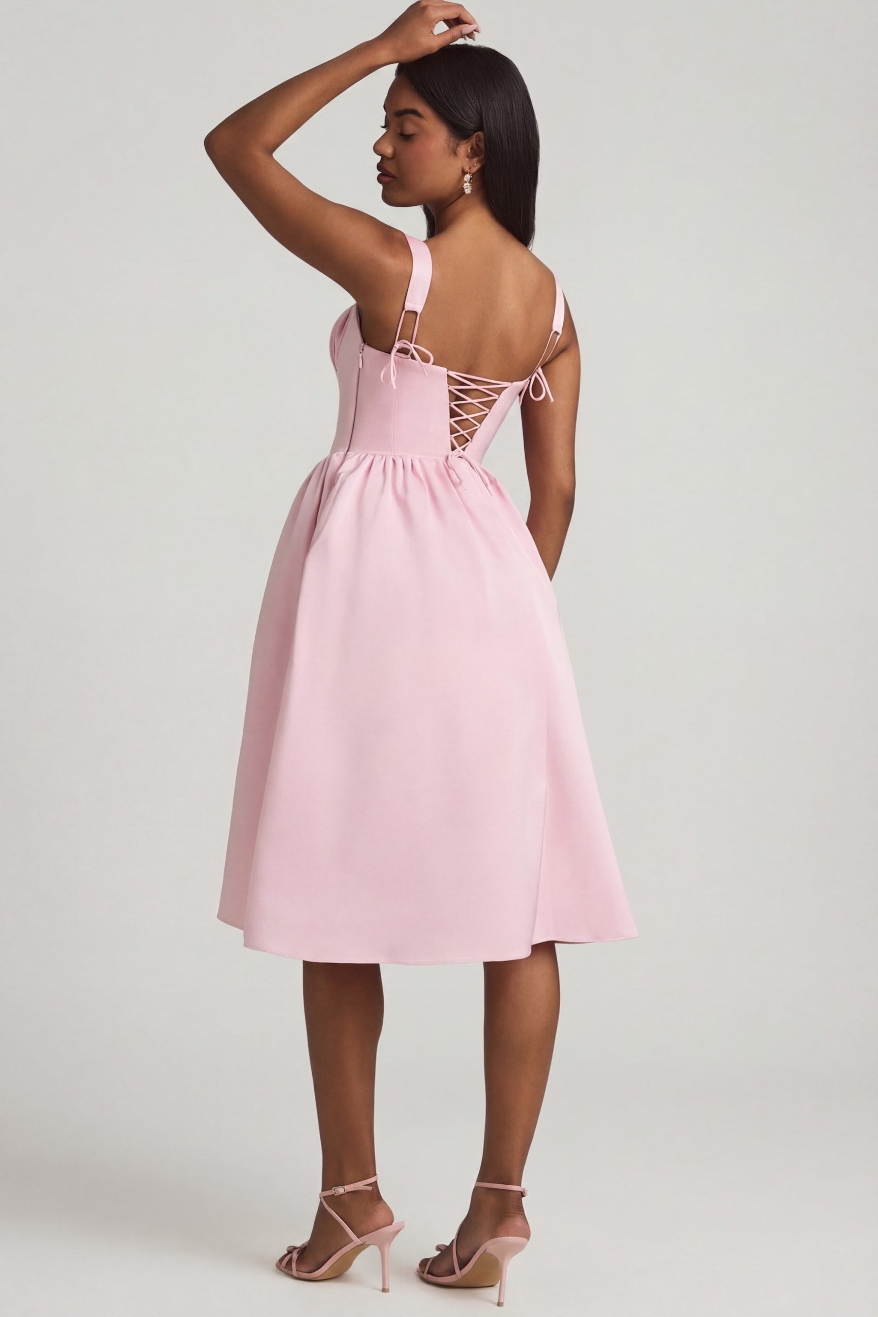 Draped Corset Midaxi Dress in Blush - Image 2