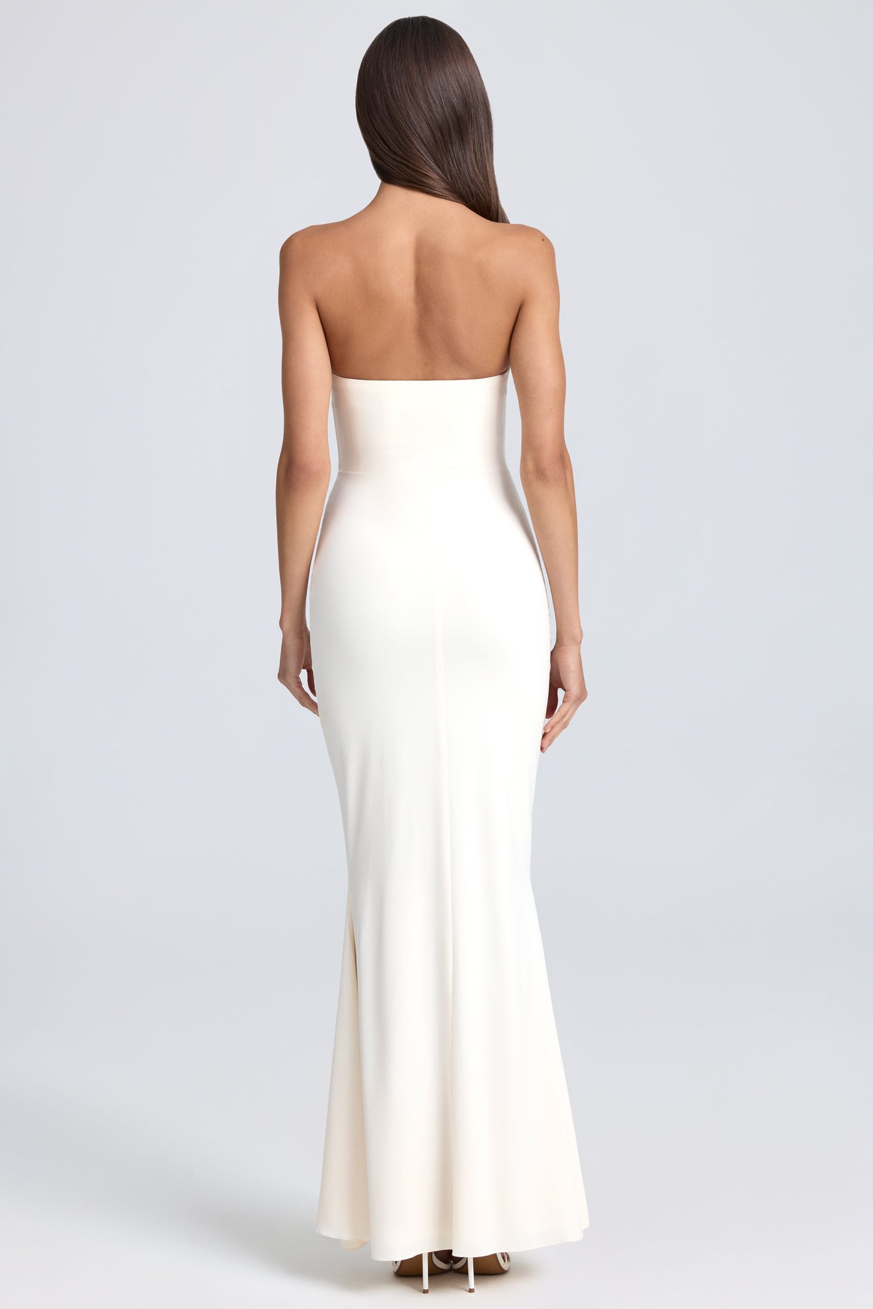 Bandeau Ruffle-Trim Corset Gown in Ivory - Image 2