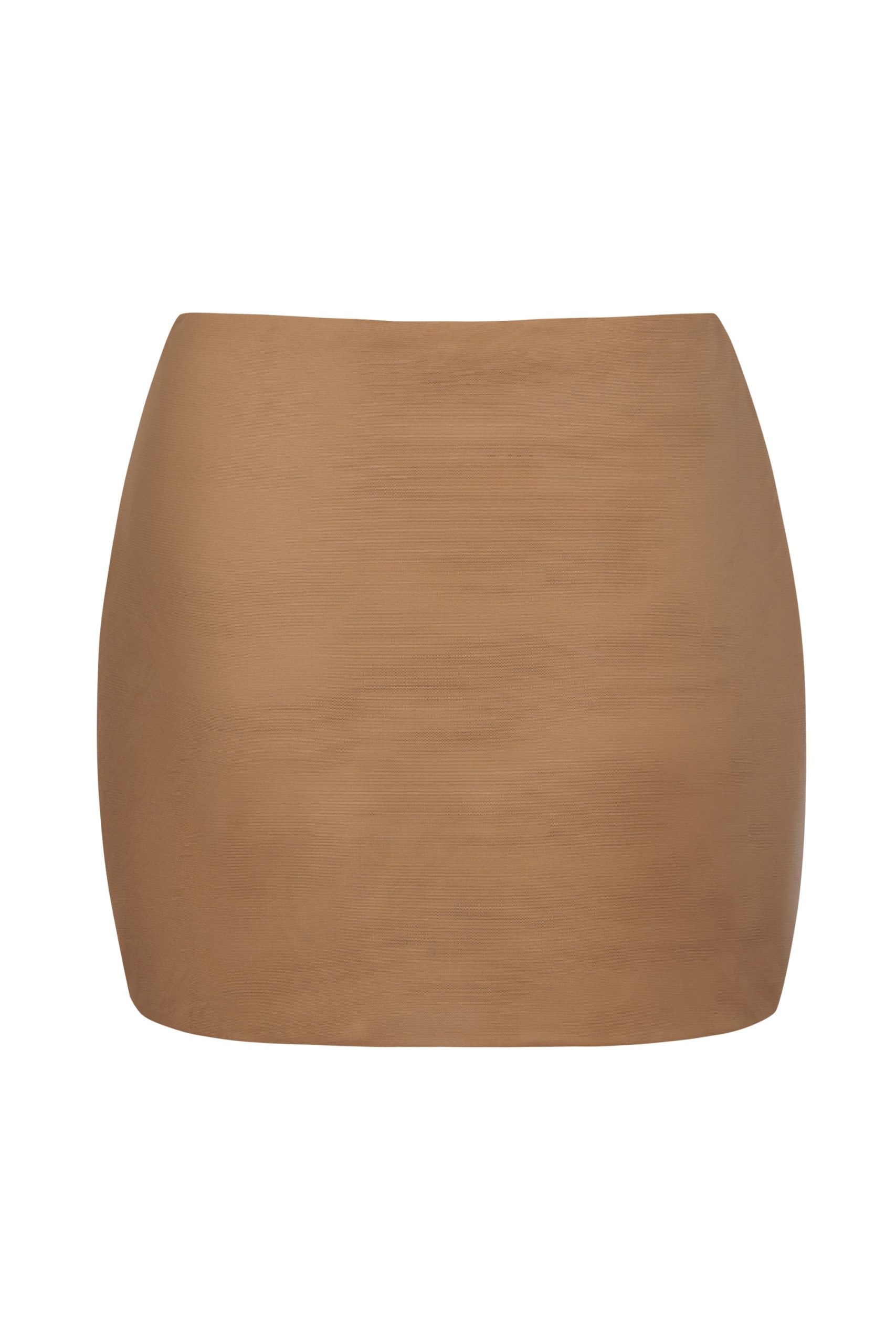 Soft Mesh Low-Rise Micro Mini Slip Skirt in Almond - Image 2