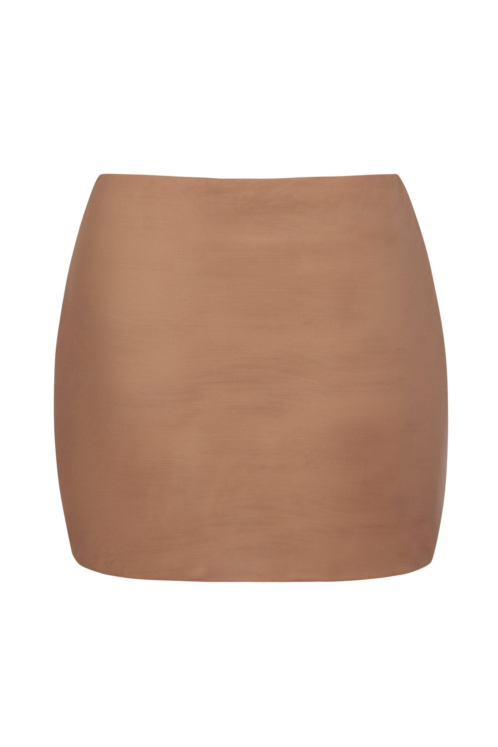 Soft Mesh Low-Rise Micro Mini Slip Skirt in Honey - Image 2