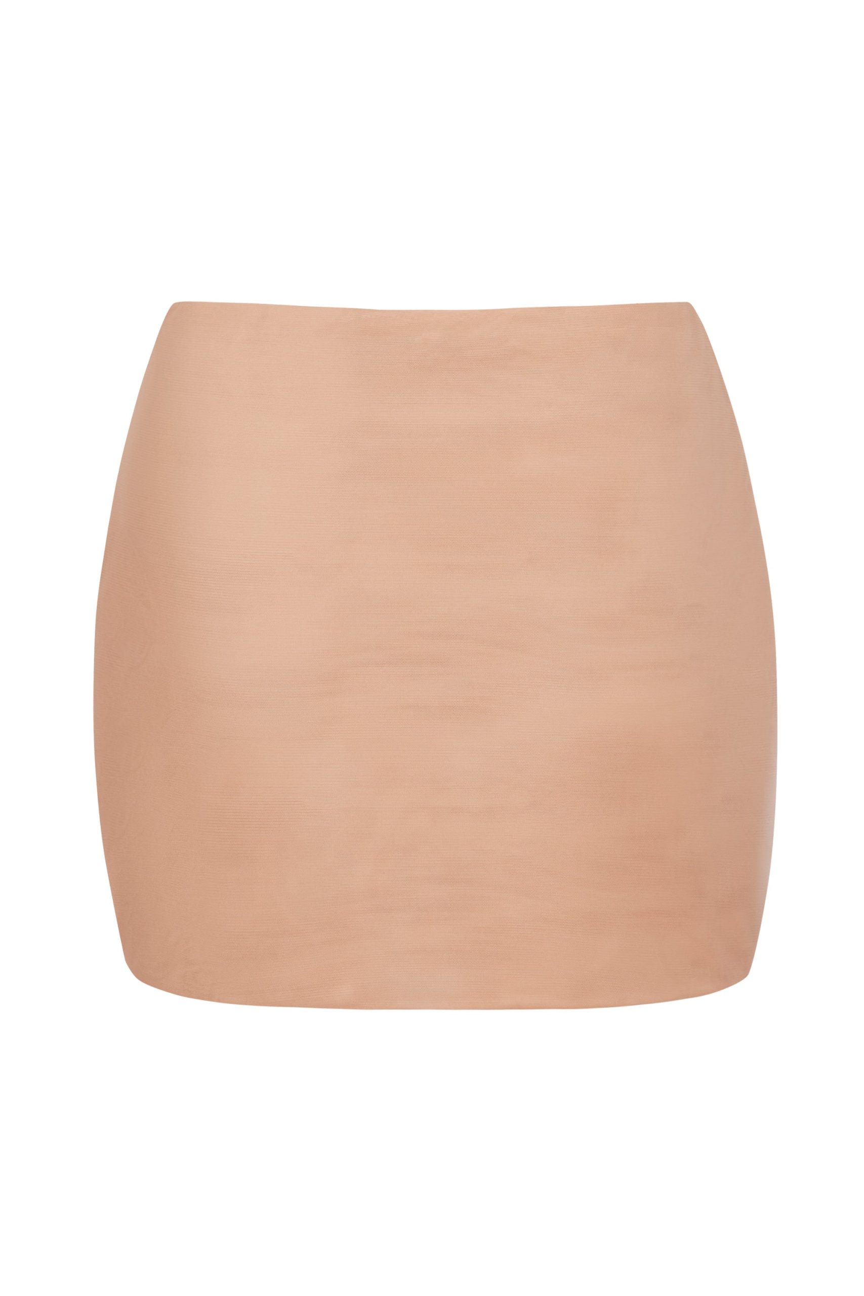 Soft Mesh Low-Rise Micro Mini Slip Skirt in Warm Peach - Image 2