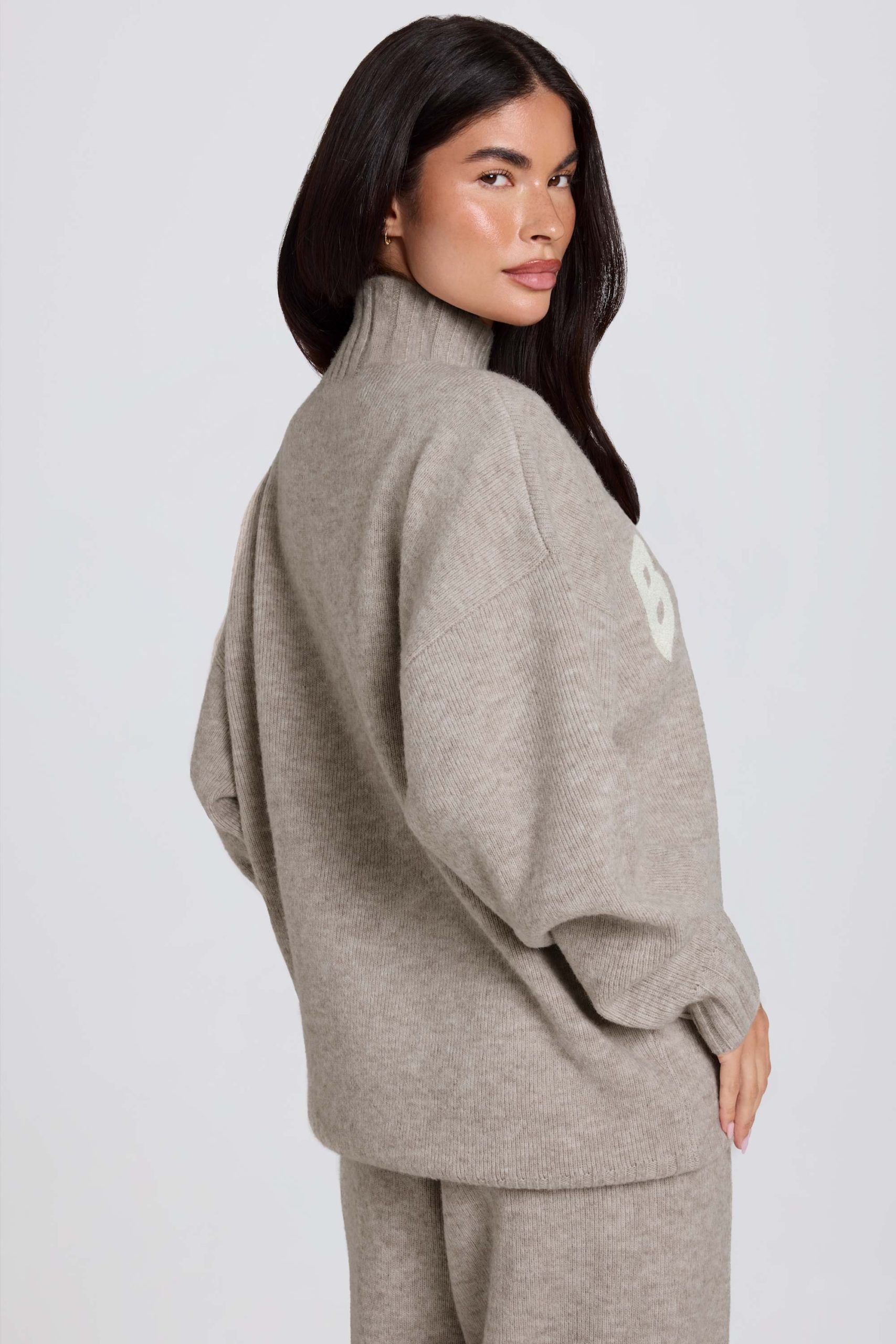 Soft Knit Oversized Jumper in Beige - Image 2