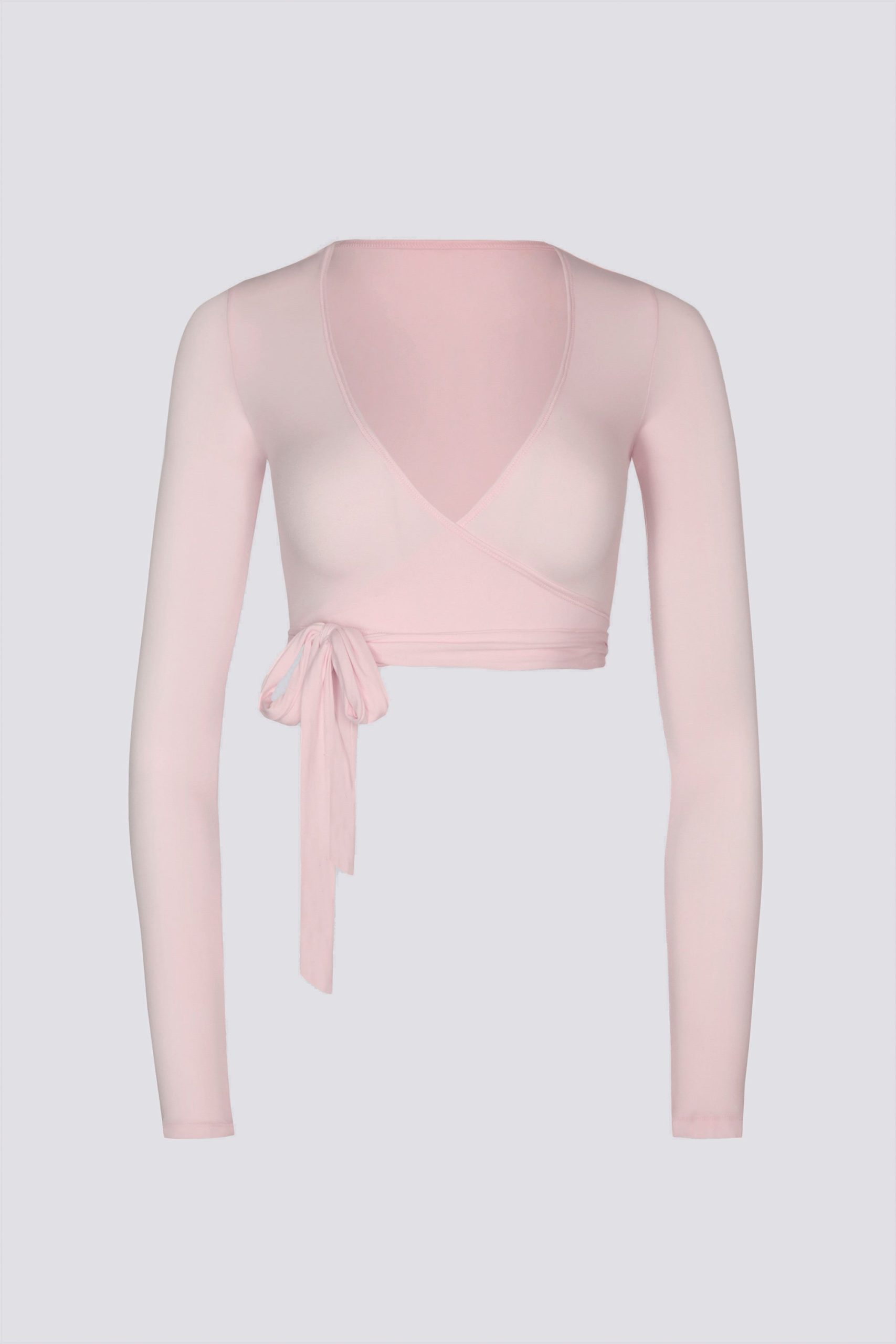 Soft Jersey Wrap Crop Top in Ballet Pink - Image 2