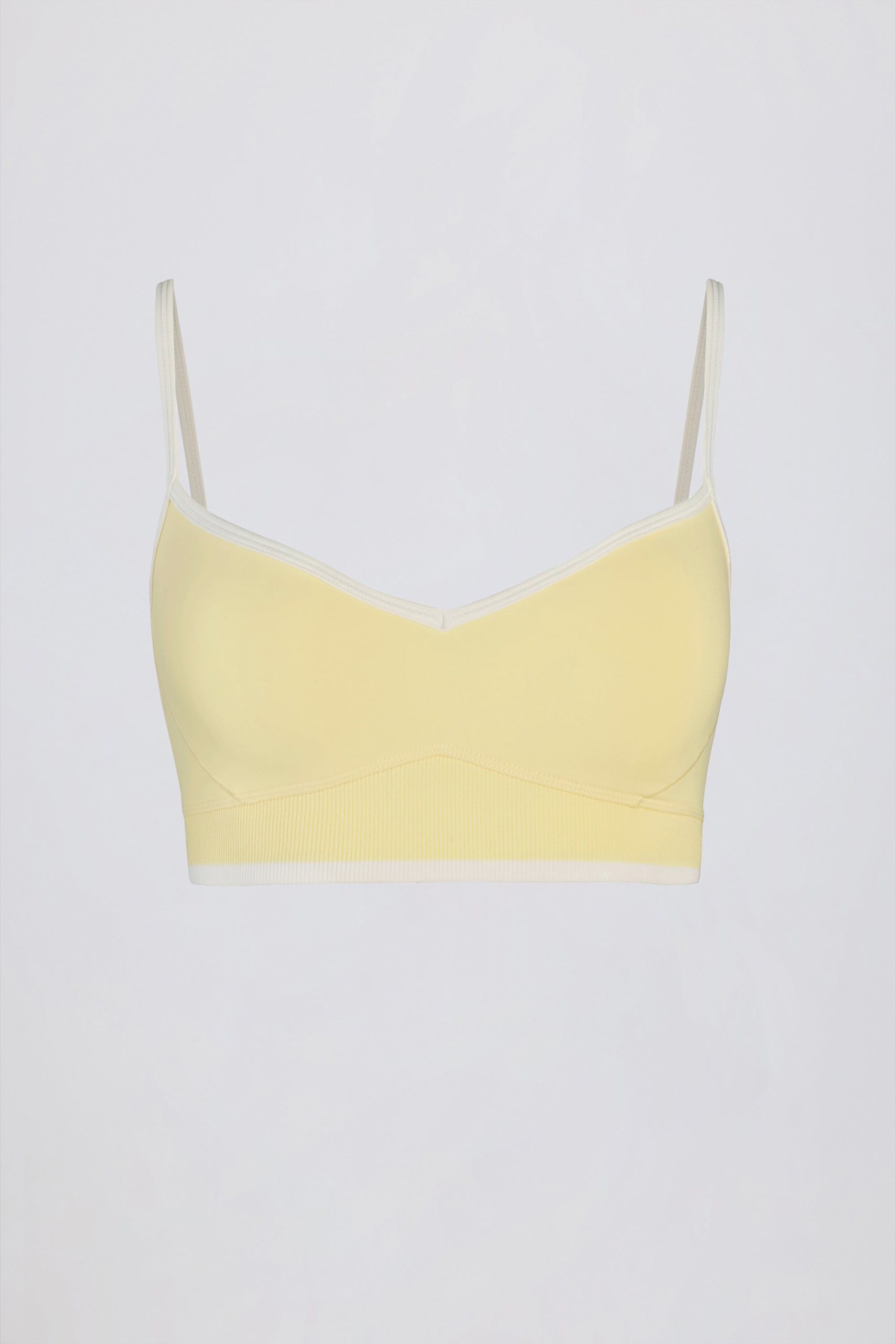 Soft Active Sweetheart-Neck Contrast Sports Bra in Soft Yellow - Image 4