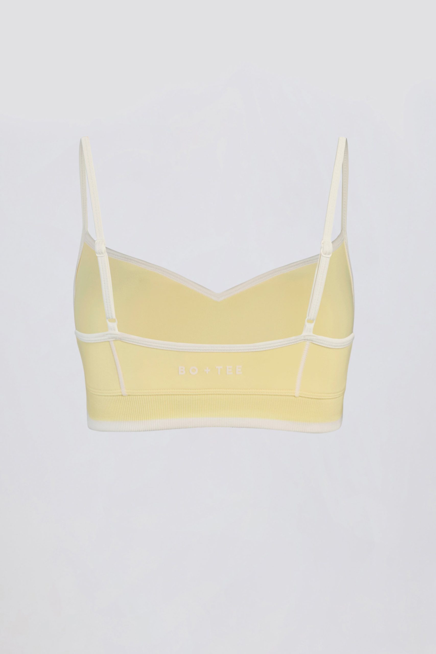 Soft Active Sweetheart-Neck Contrast Sports Bra in Soft Yellow - Image 5