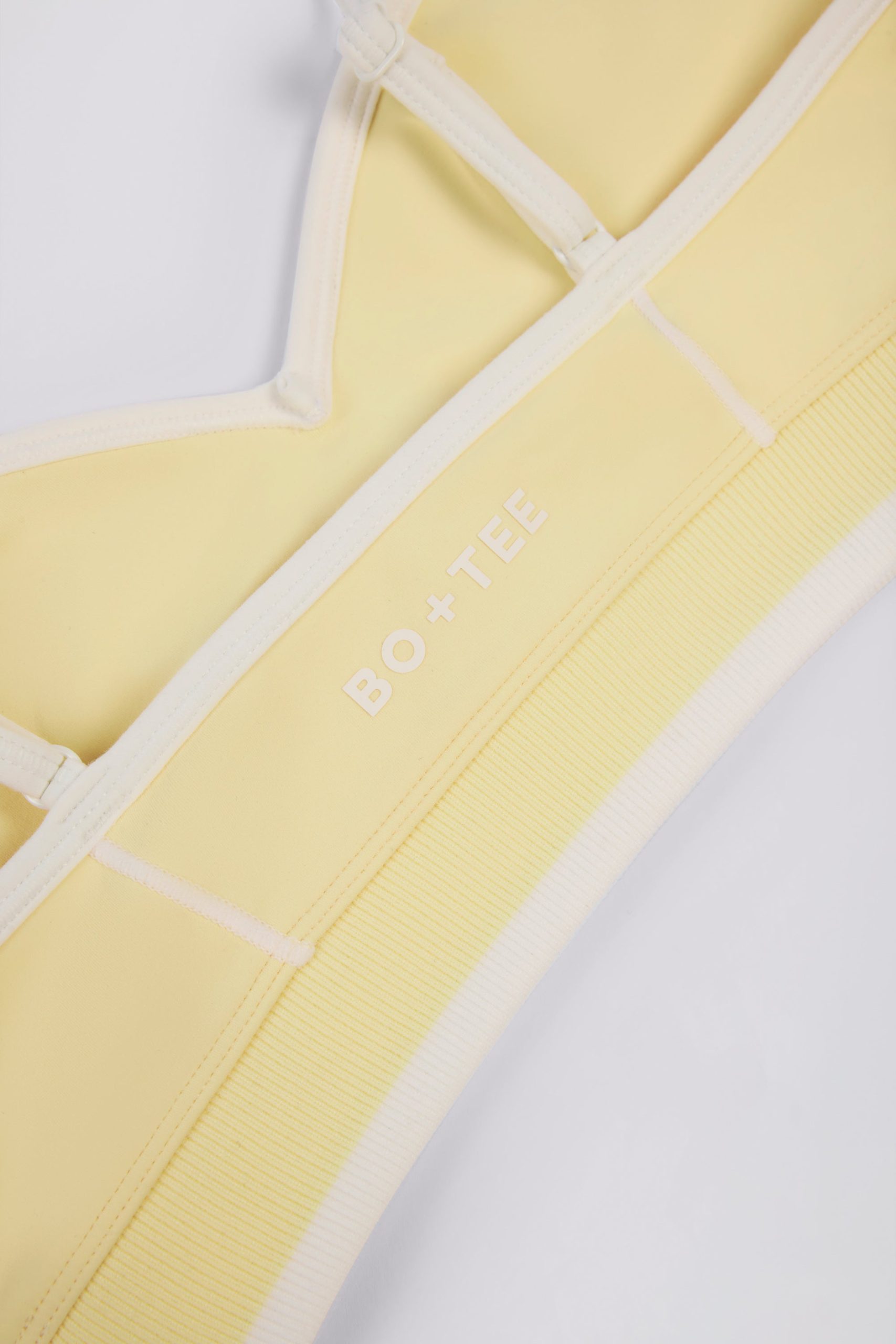 Soft Active Sweetheart-Neck Contrast Sports Bra in Soft Yellow - Image 6