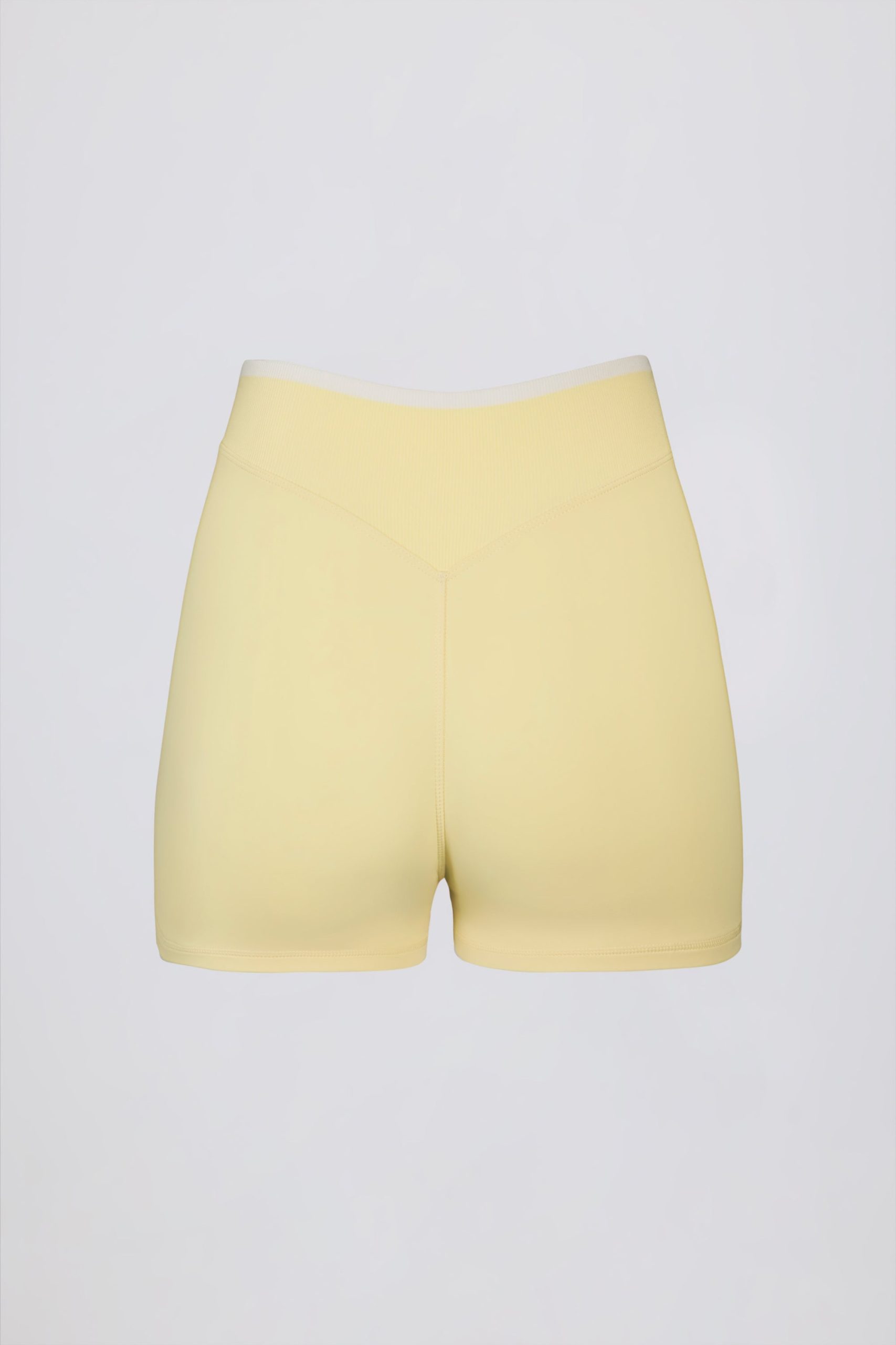 Soft Active Wrapover Contrast Mini Shorts in Soft Yellow - Image 5