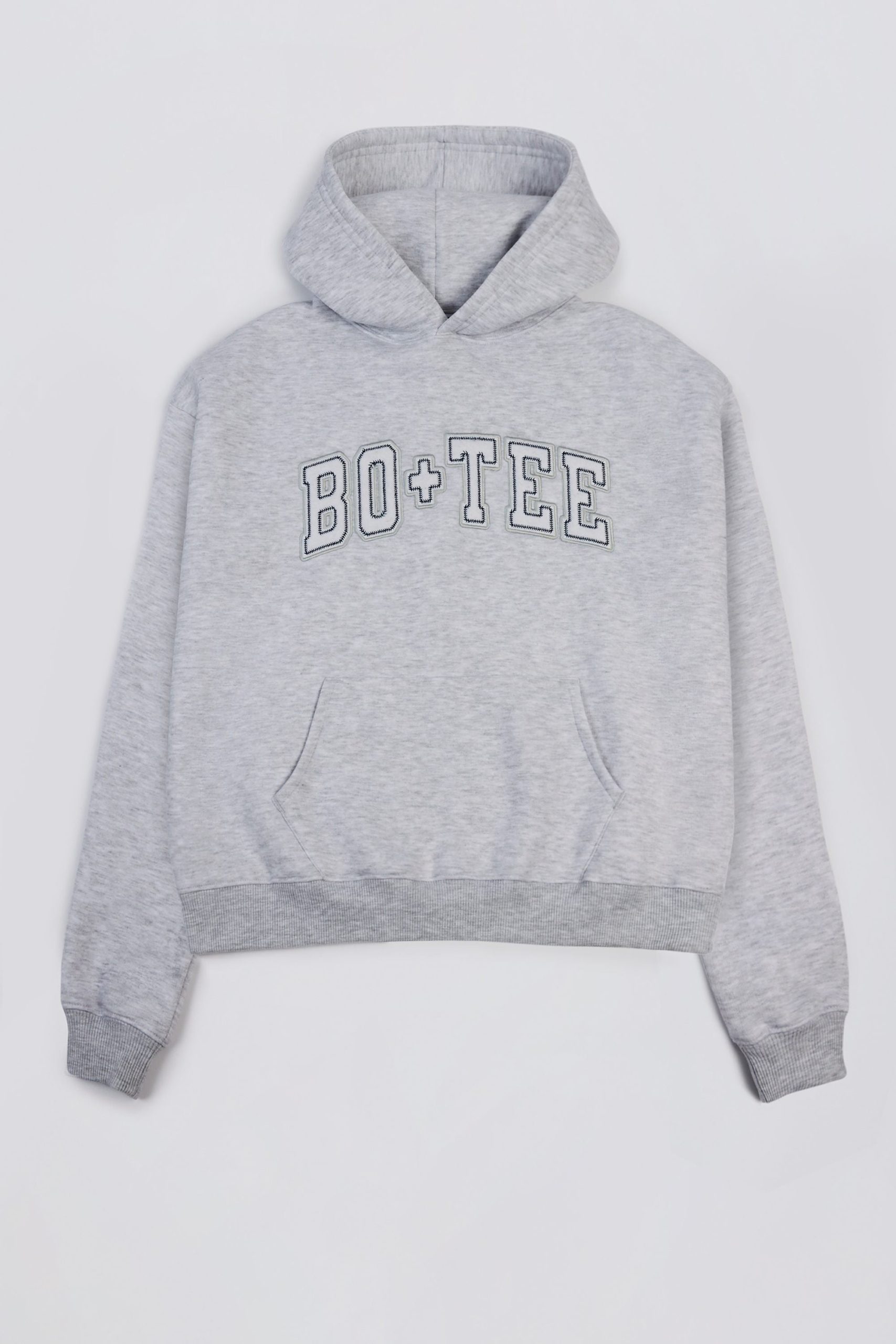 Embroidered Oversized Hoodie in Grey Marl - Image 4