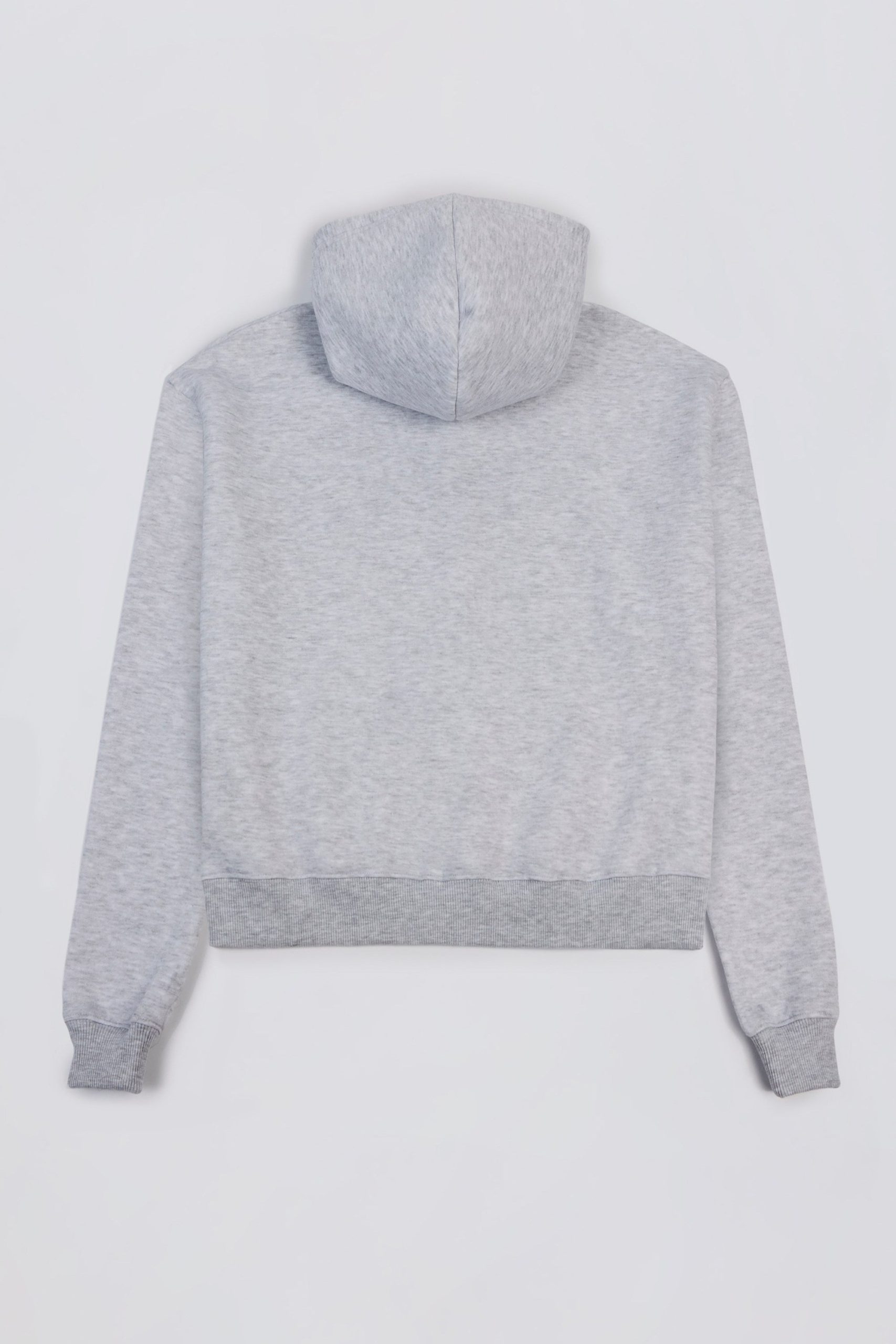 Embroidered Oversized Hoodie in Grey Marl - Image 5