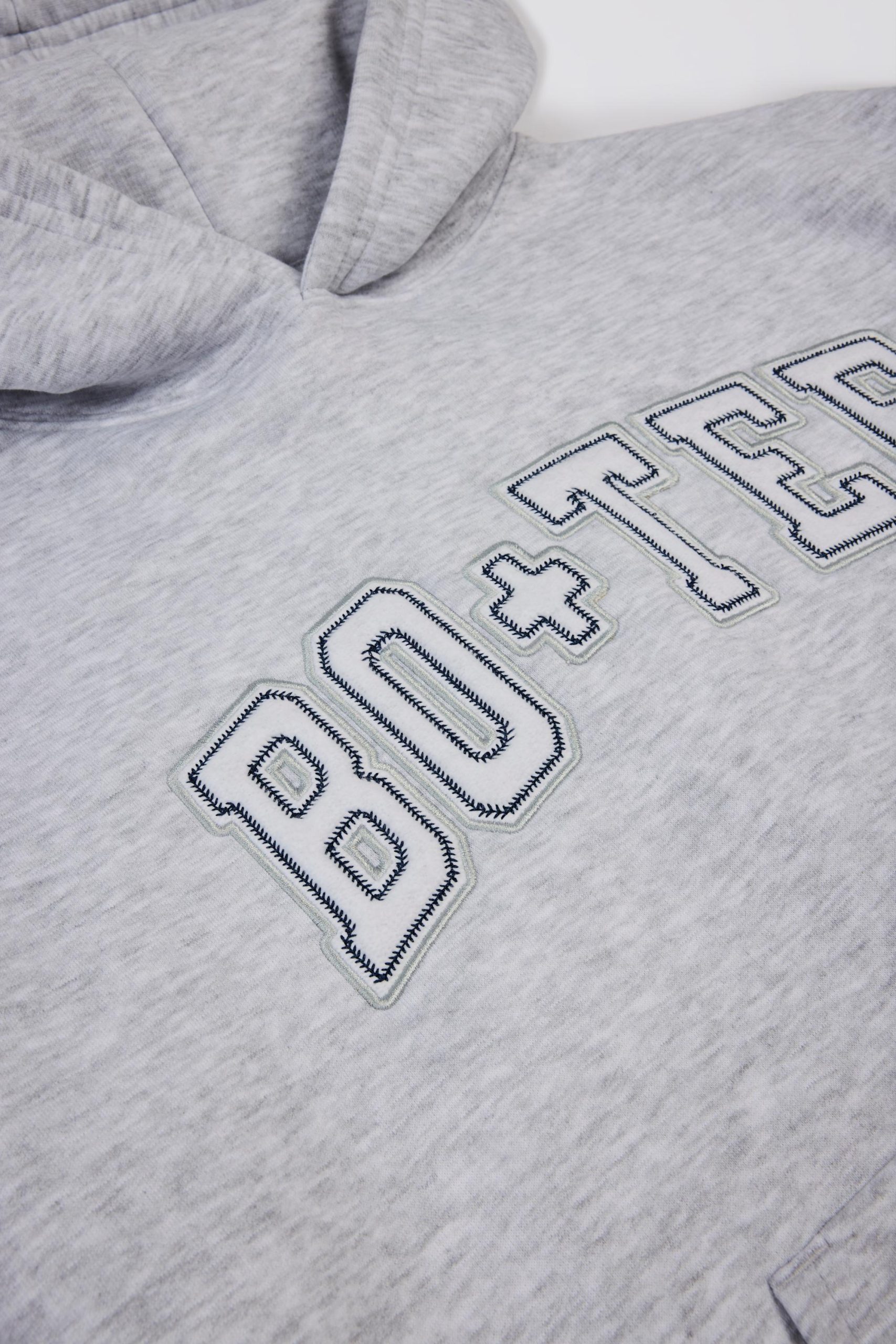 Embroidered Oversized Hoodie in Grey Marl - Image 6