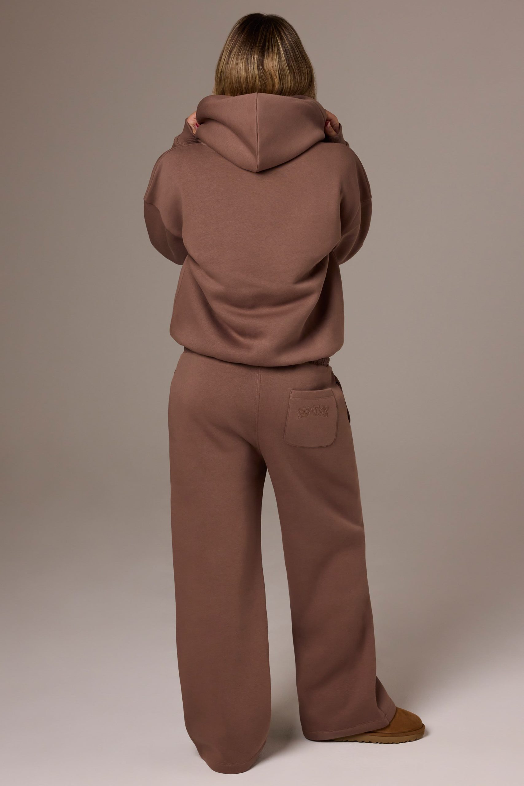 Brushed Jersey Wide-Leg Joggers in Cocoa - Image 2
