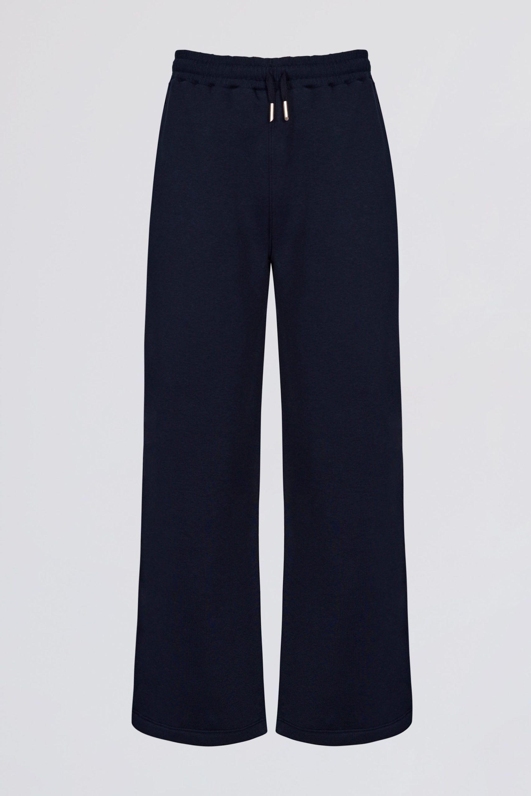 Premium Brushed Jersey Wide-Leg Joggers in Classic Navy - Image 4