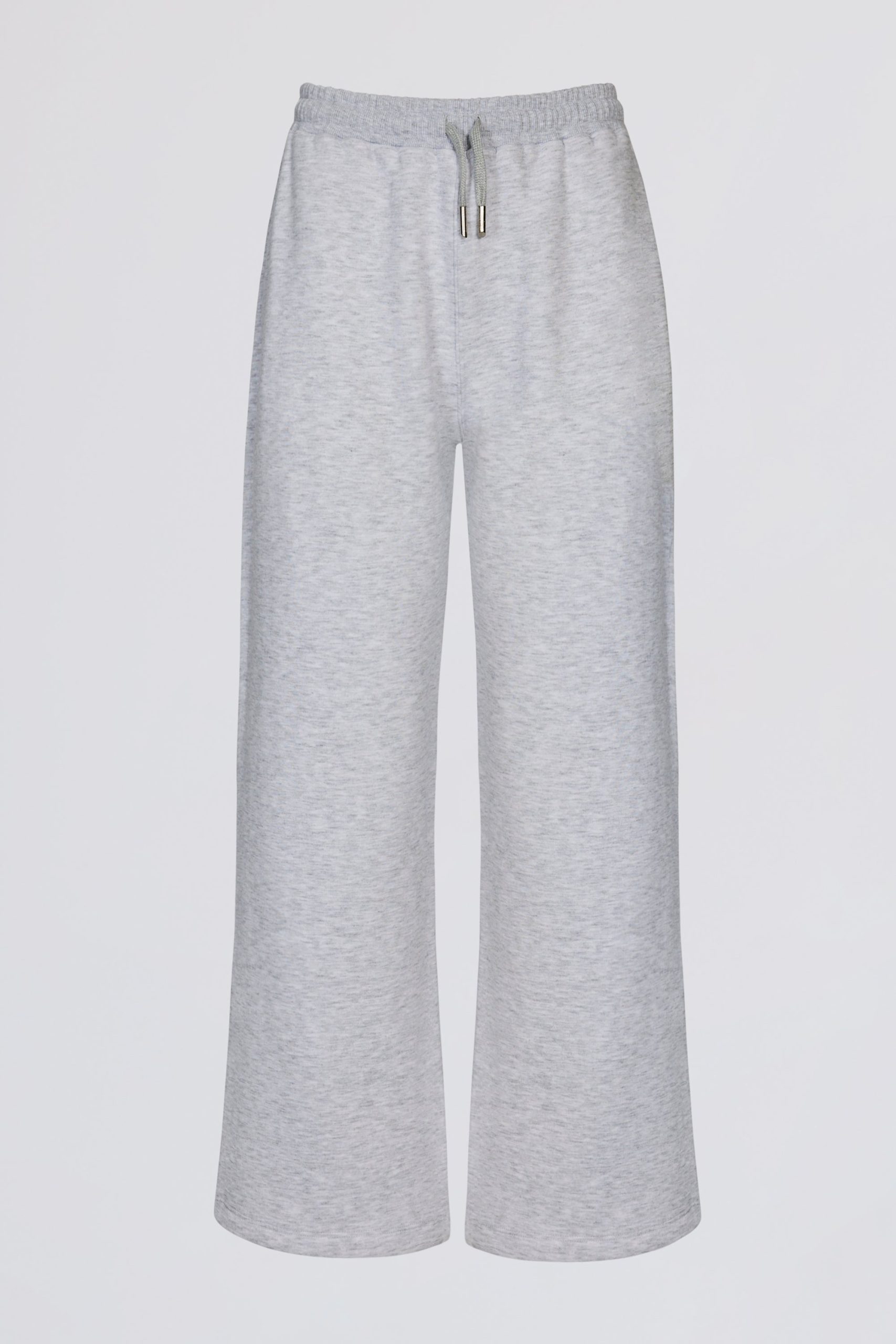 Premium Brushed Jersey Wide-Leg Joggers in Grey Marl - Image 4
