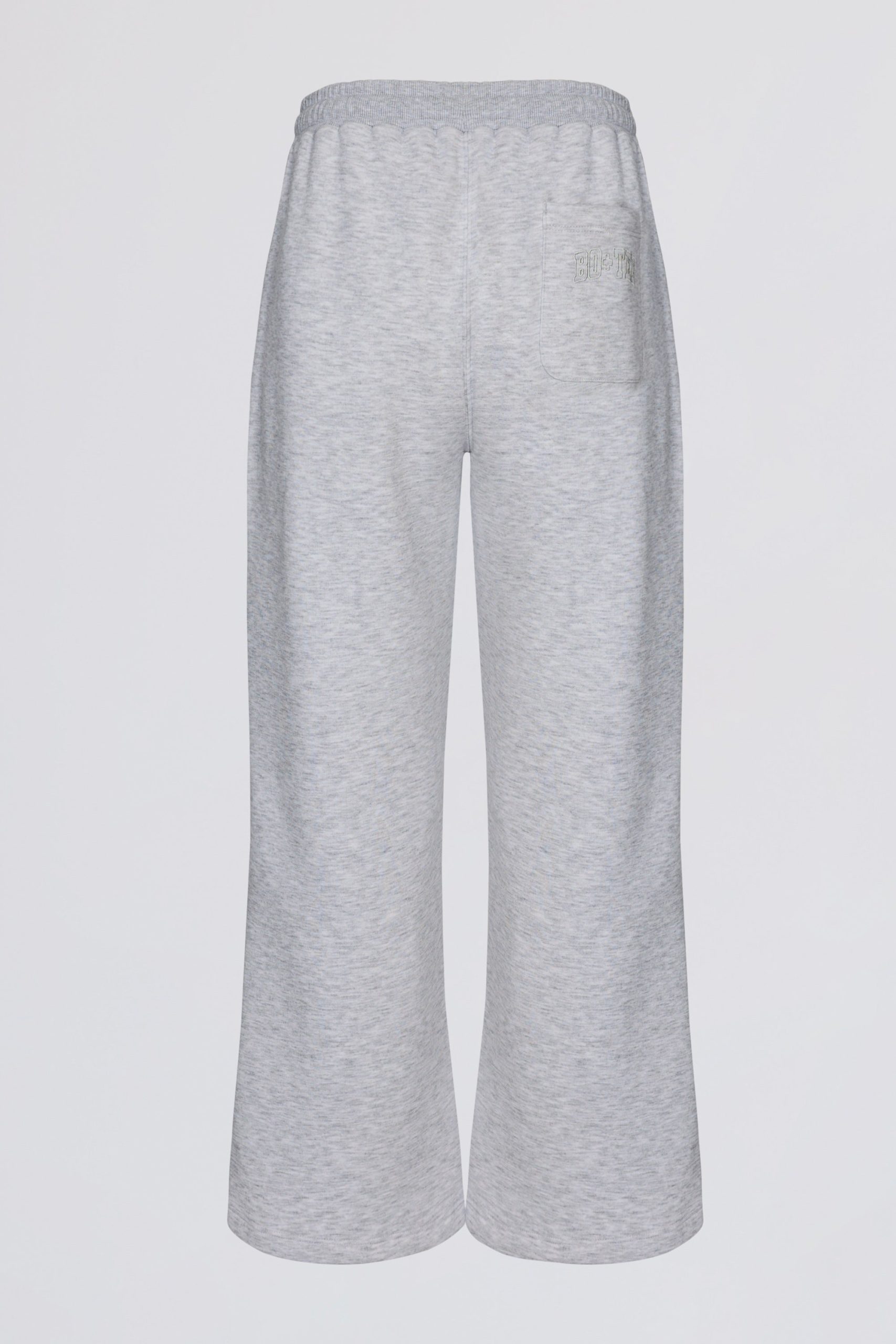Premium Brushed Jersey Wide-Leg Joggers in Grey Marl - Image 5