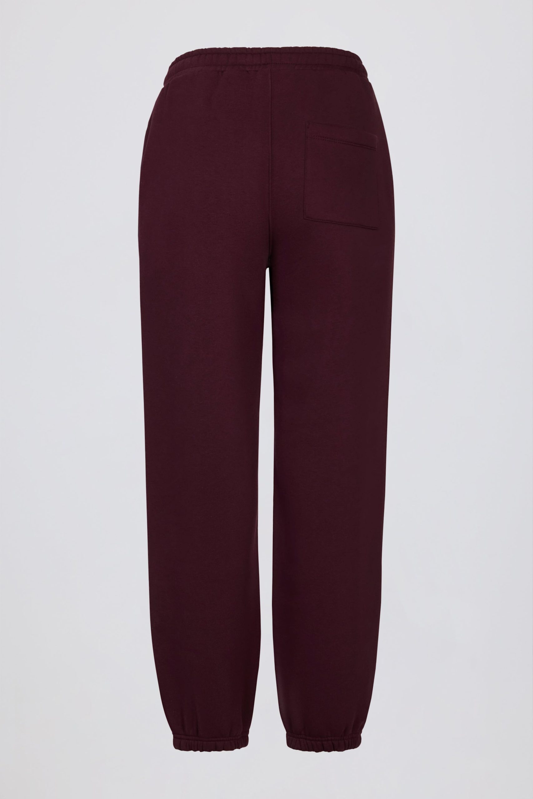 Brushed Cotton Jersey Mid-Rise Relaxed Joggers in Burgundy - Image 4