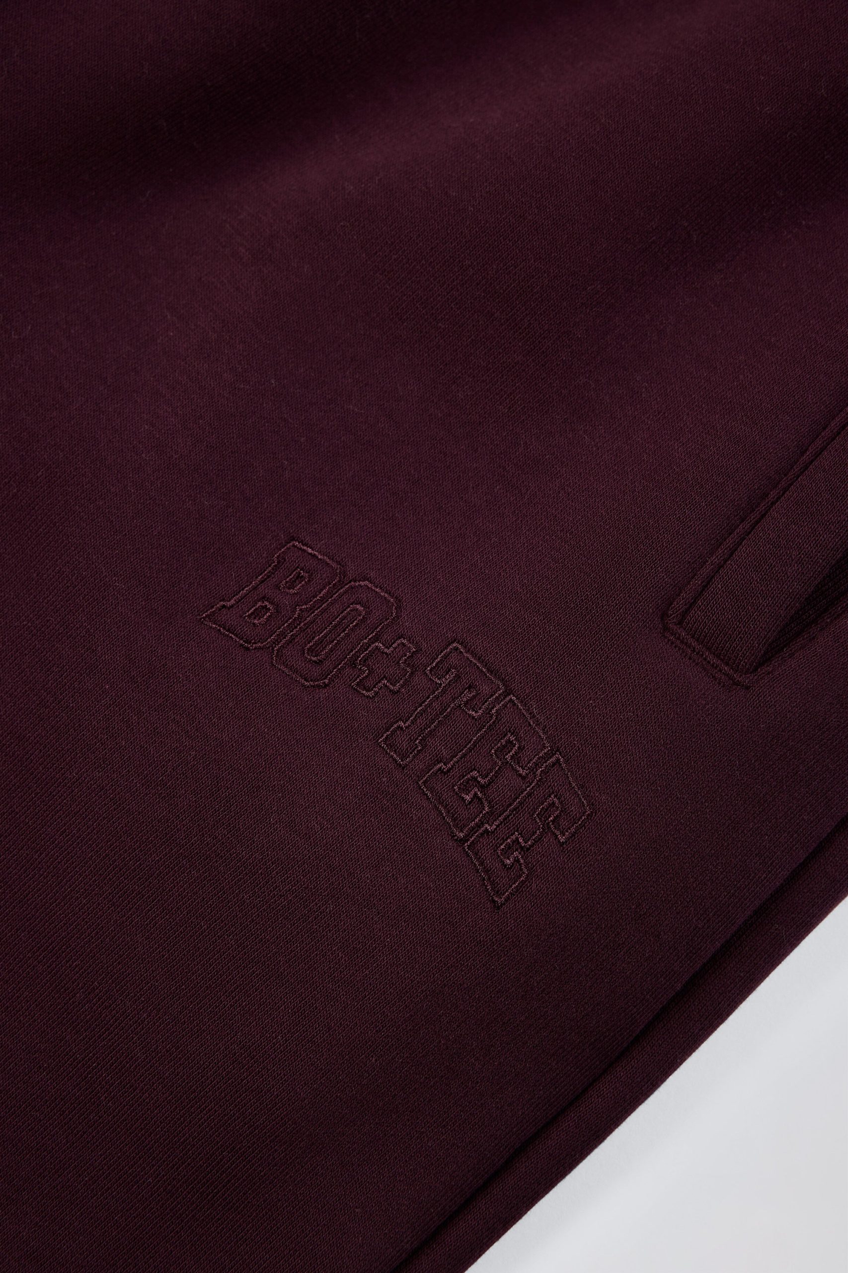 Brushed Cotton Jersey Mid-Rise Relaxed Joggers in Burgundy - Image 5