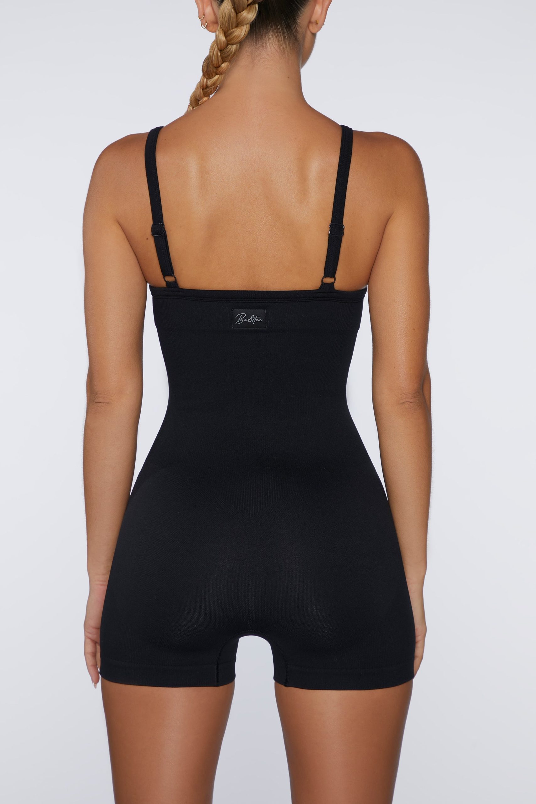 Seamless Micro Rib Scoop-Neck Unitard in Black - Image 2