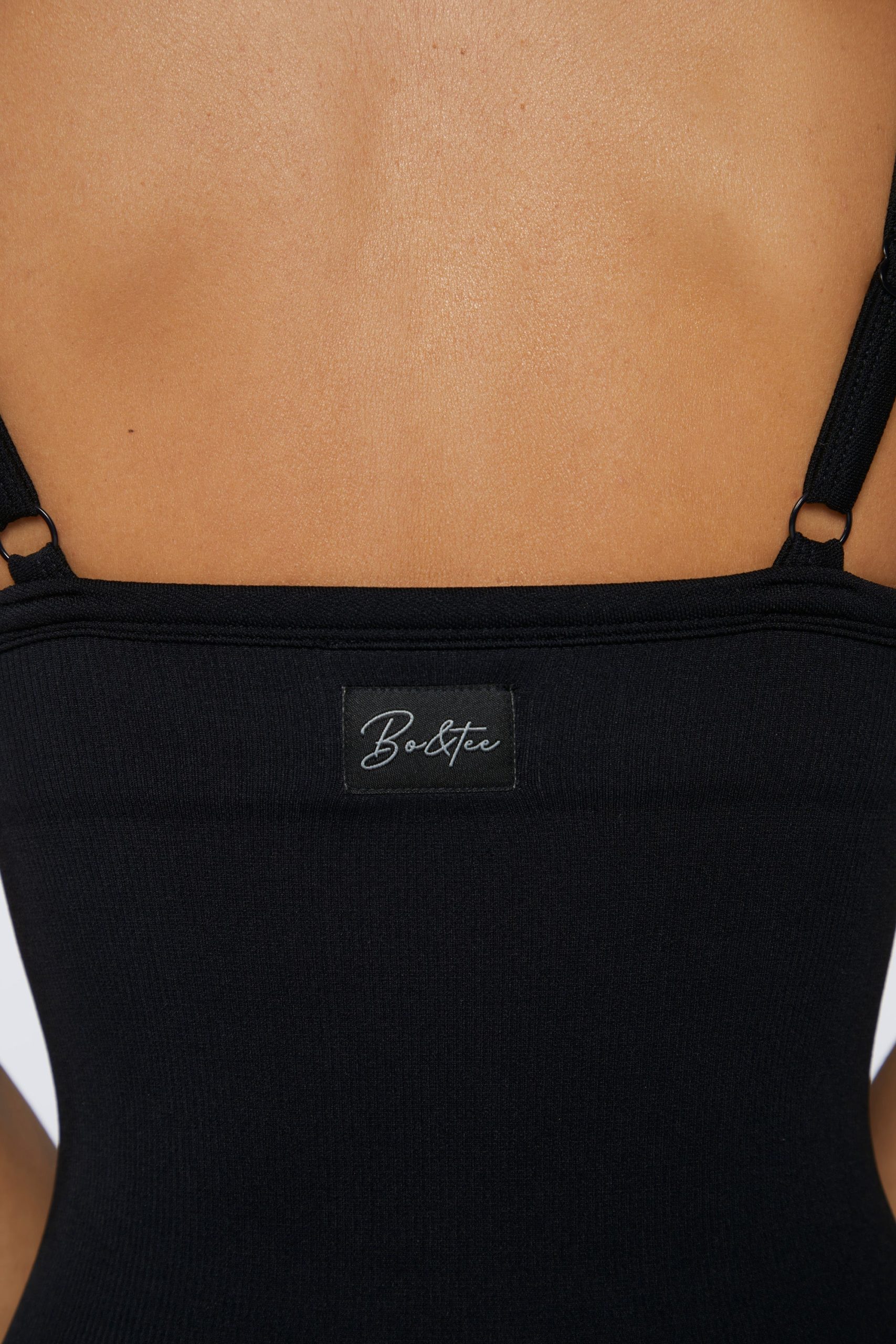 Seamless Micro Rib Scoop-Neck Unitard in Black - Image 4