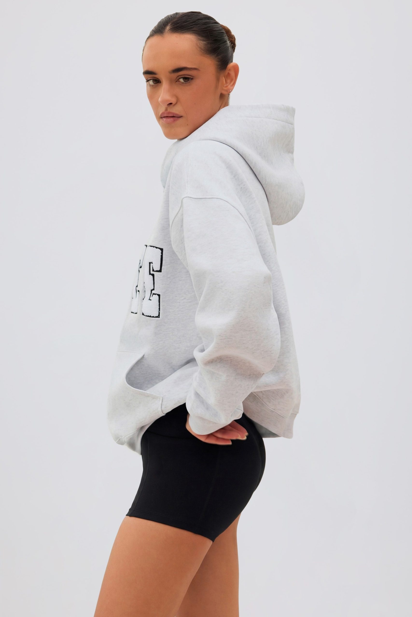 Soft Cotton Jersey Oversized Hoodie in Heather Grey - Image 3