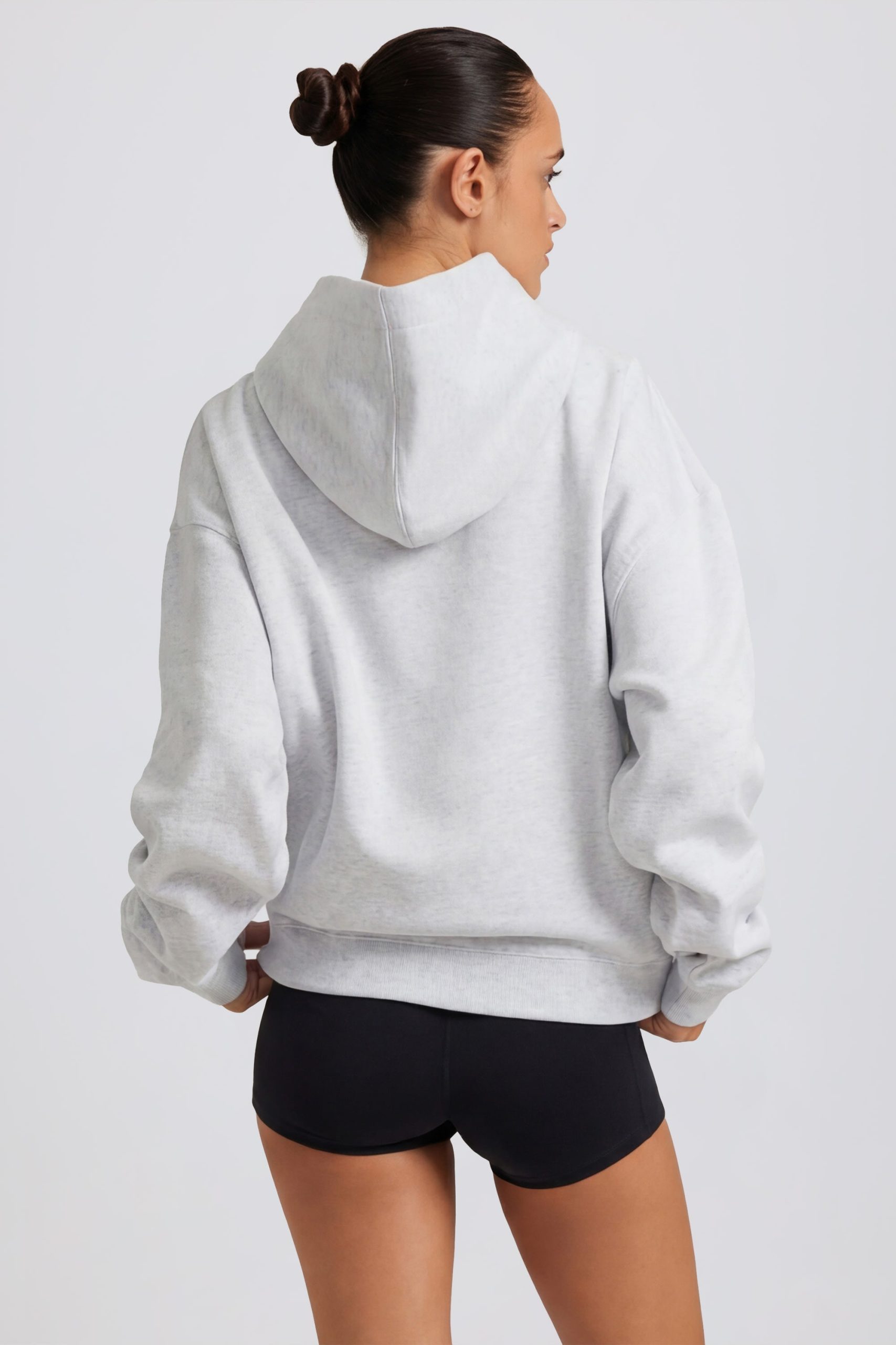 Soft Cotton Jersey Oversized Hoodie in Heather Grey - Image 2