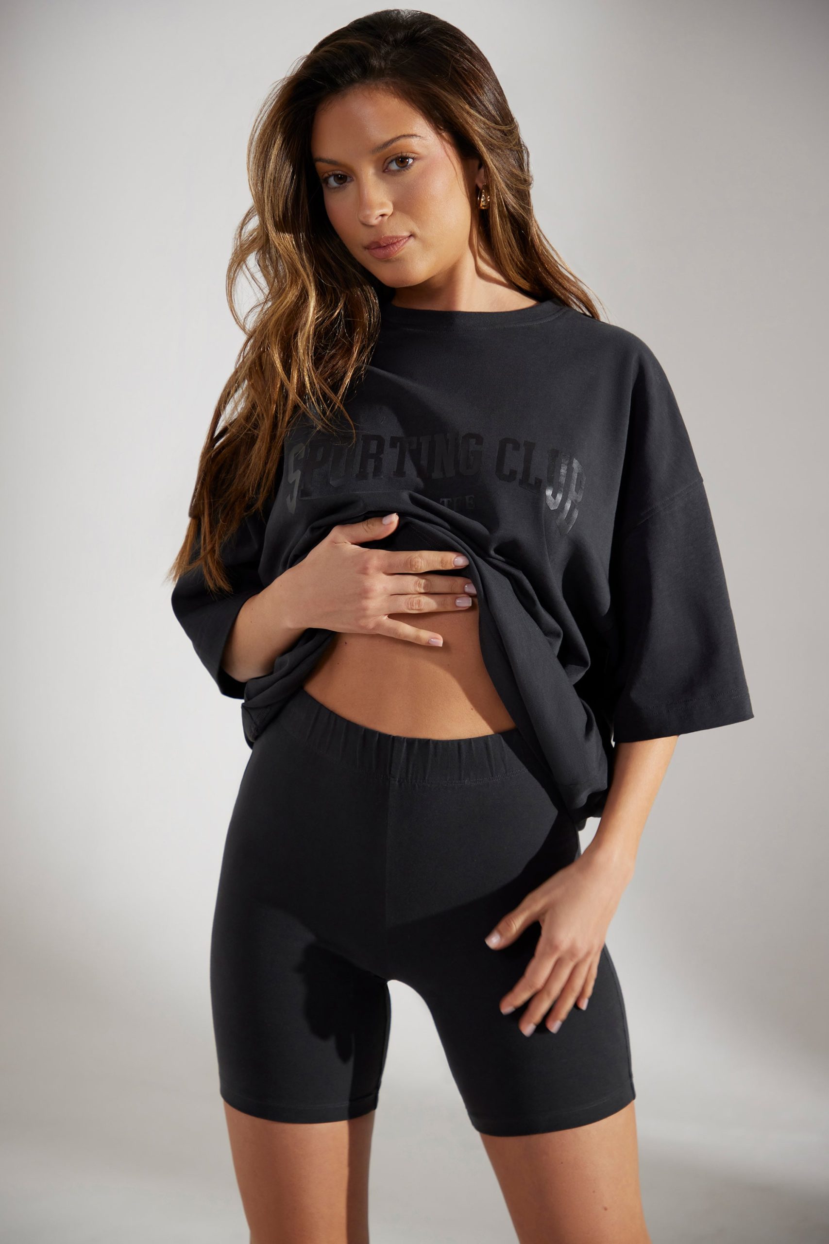 Soft Cotton Biker Shorts in Black - Image 2
