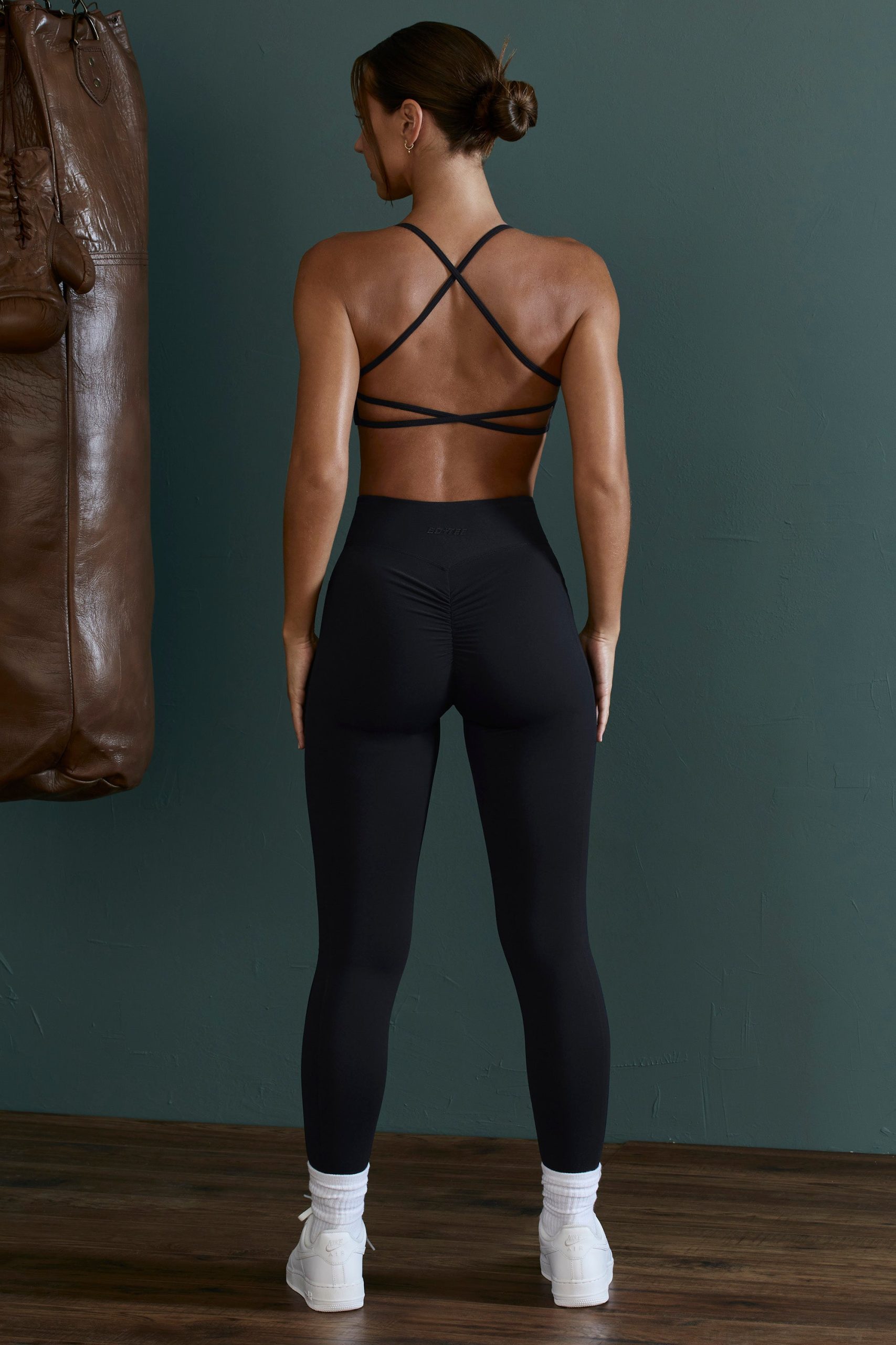 Lightweight Seamless Wrap-Over High-Waist Leggings in Black - Image 2