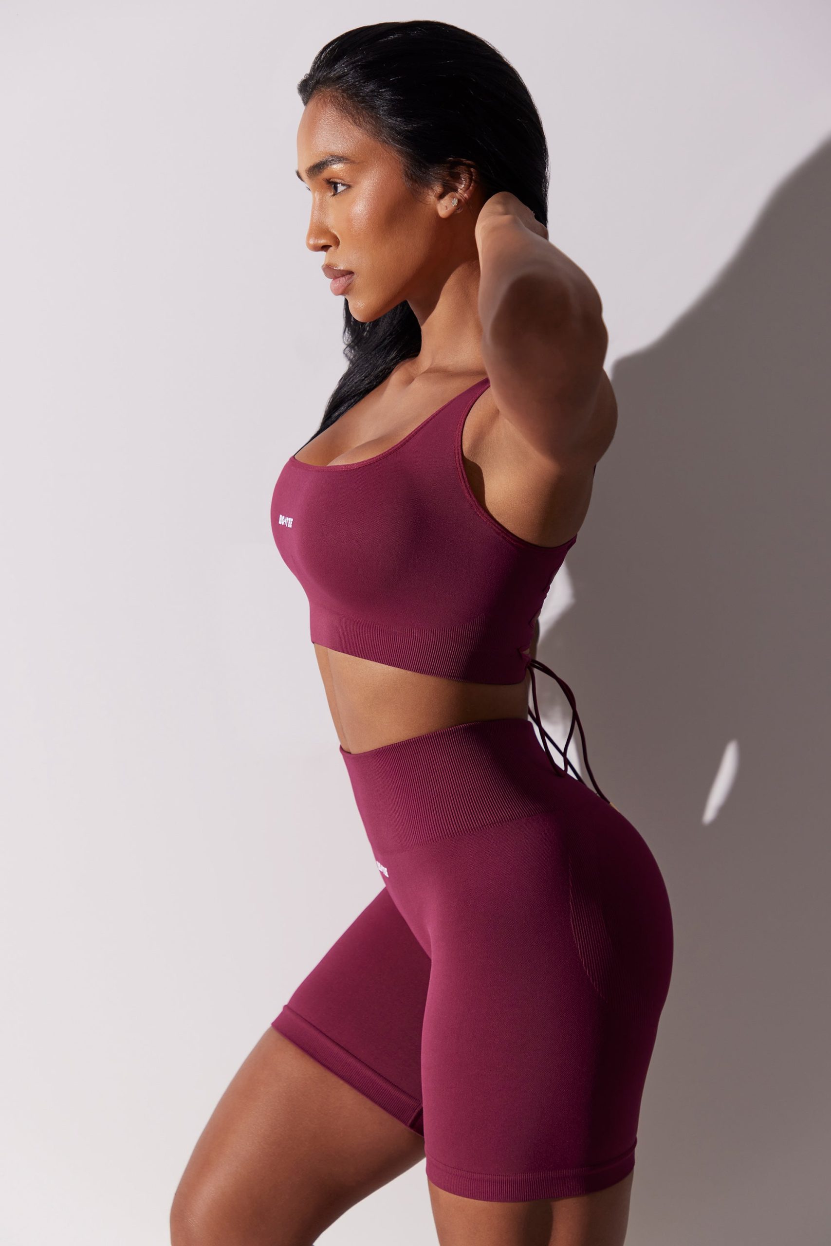 High Waist Super Sculpt Biker Shorts in Plum - Image 3
