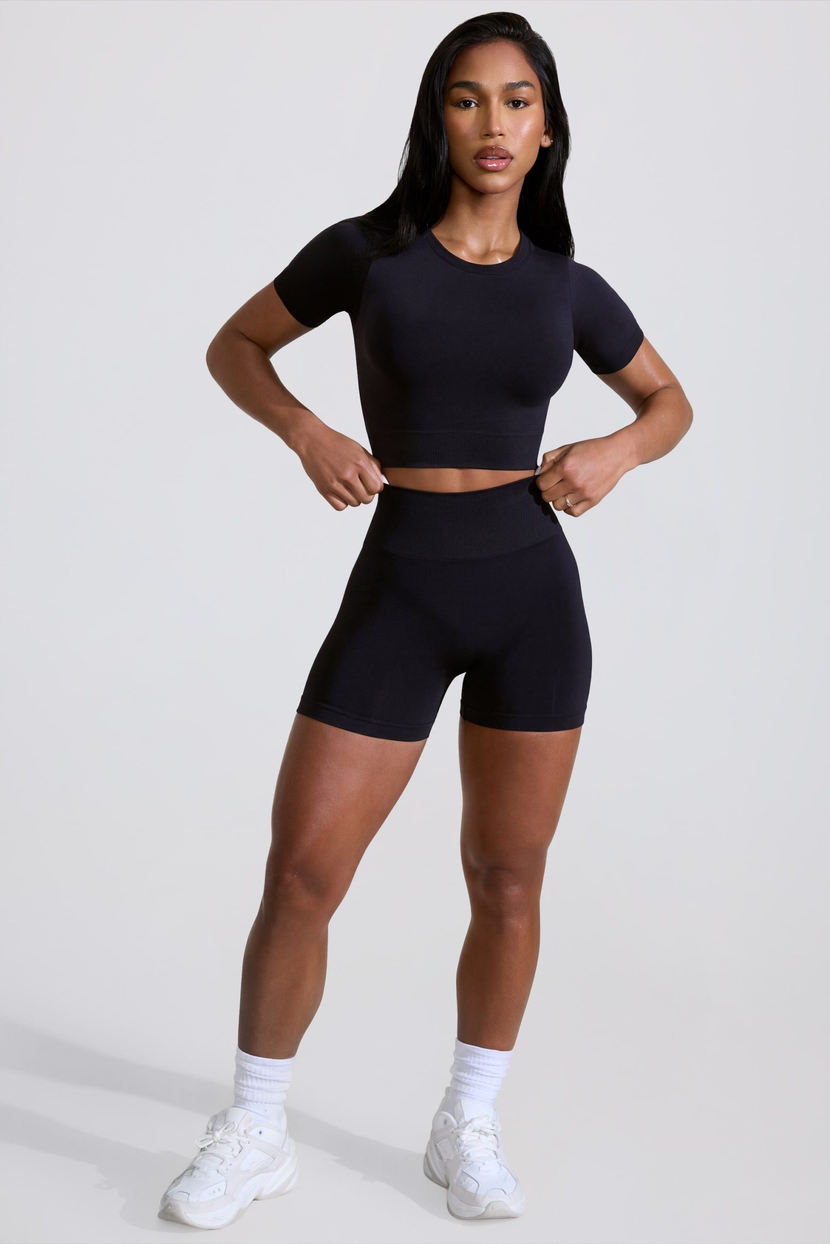 High Waist Define Luxe Mini Shorts in Black - Image 5