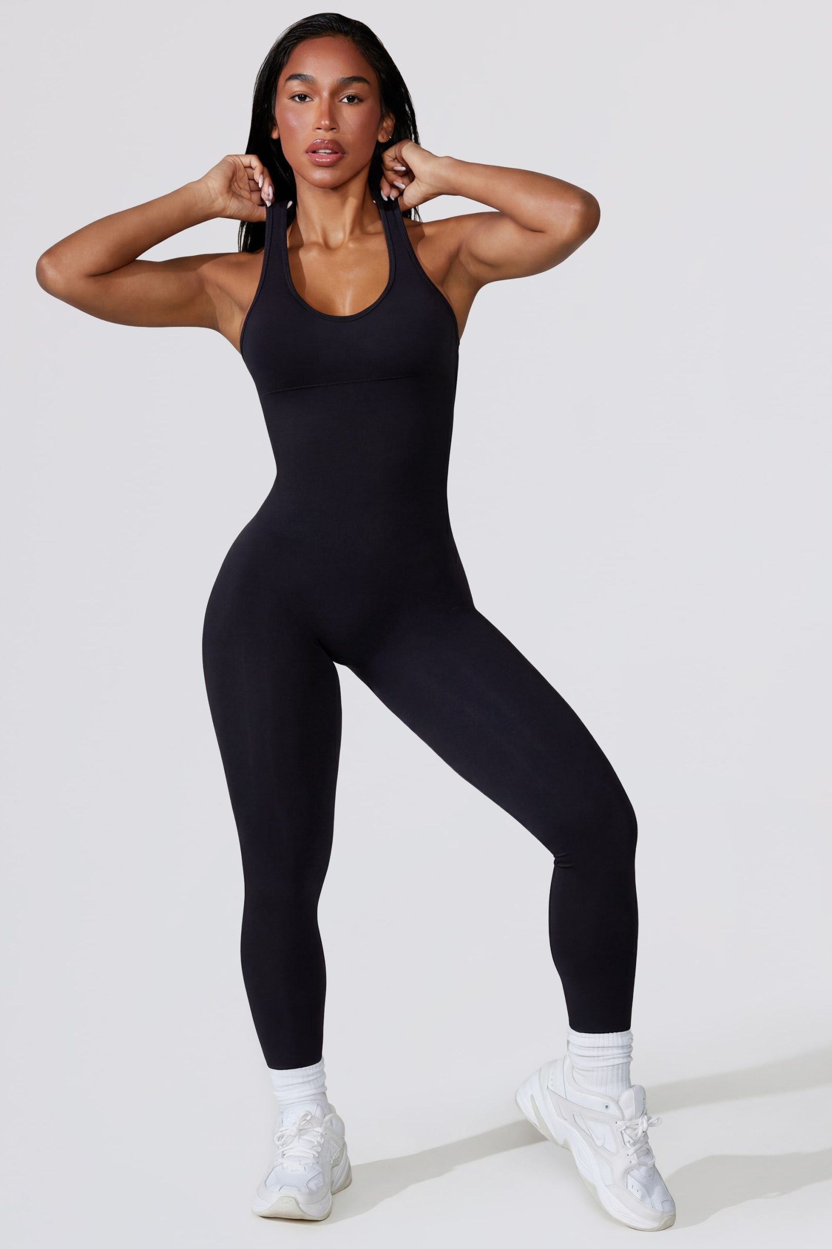 Open Back Define Luxe Unitard in Black - Image 5