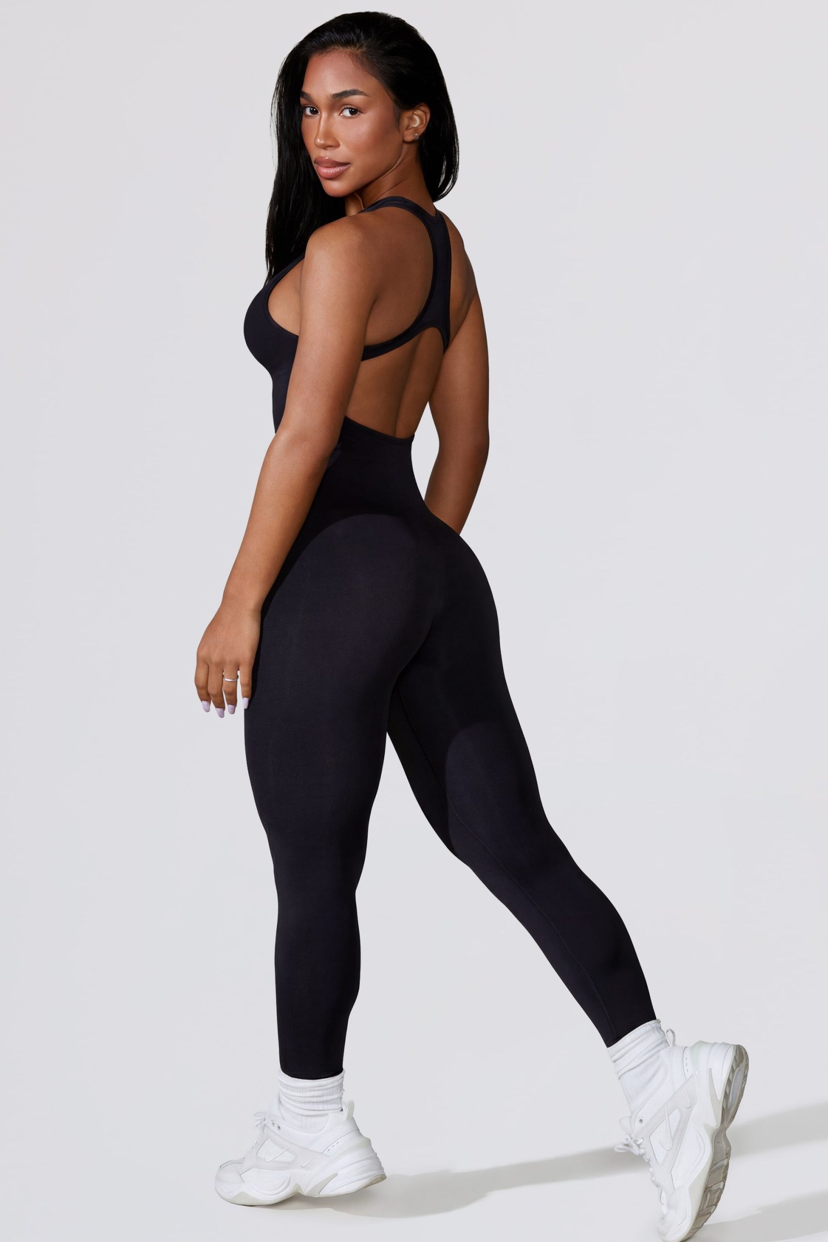 Open Back Define Luxe Unitard in Black - Image 3
