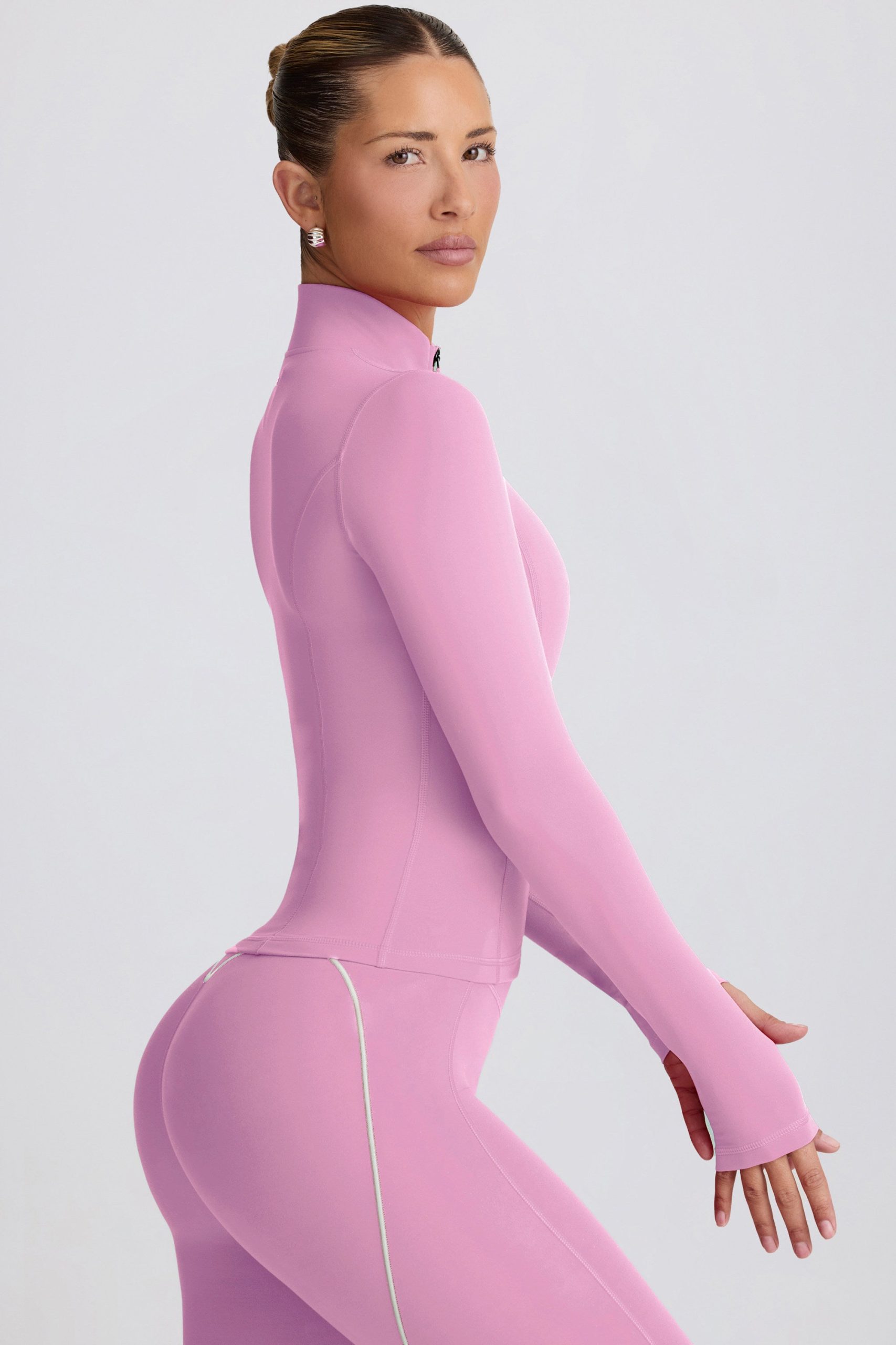 Soft Active Zip-Up Jacket in Dusty Pink - Image 3