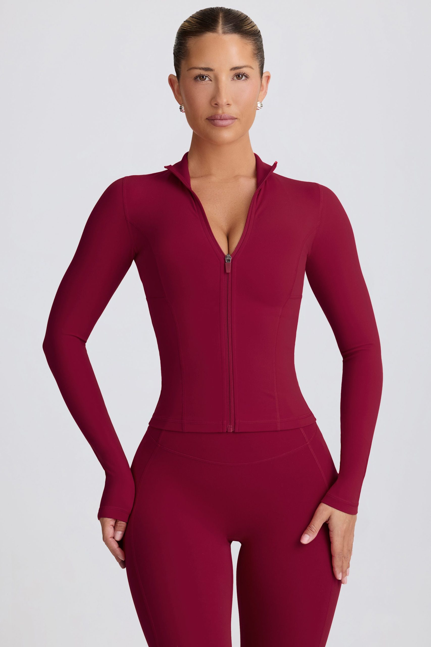 Soft Active Zip-Up Jacket in Burgundy