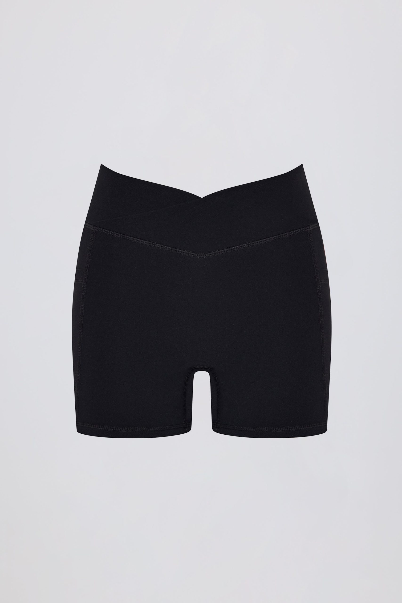 Soft Active V-Waist Pocket Mini Shorts in Black - Image 2