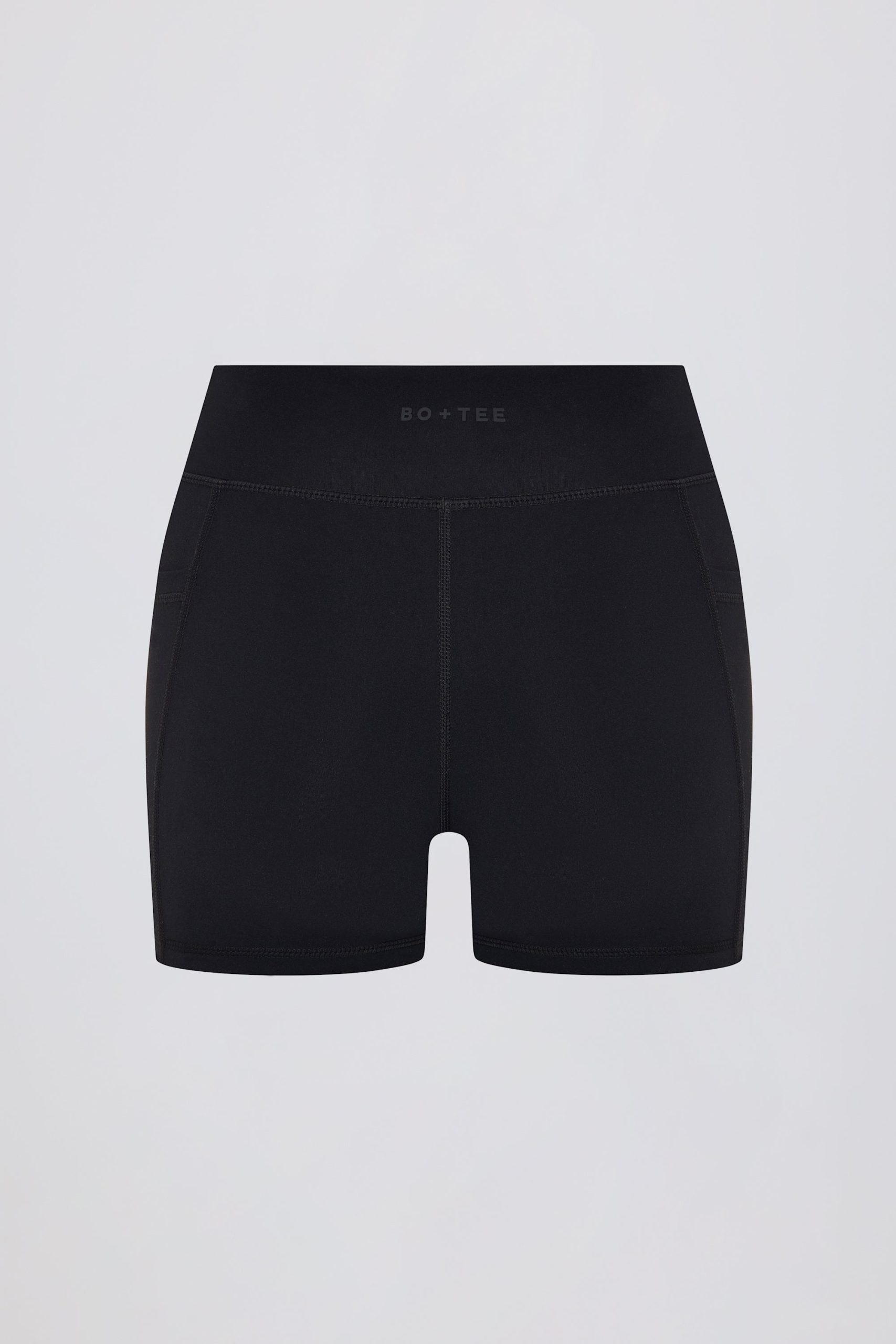 Soft Active V-Waist Pocket Mini Shorts in Black - Image 3