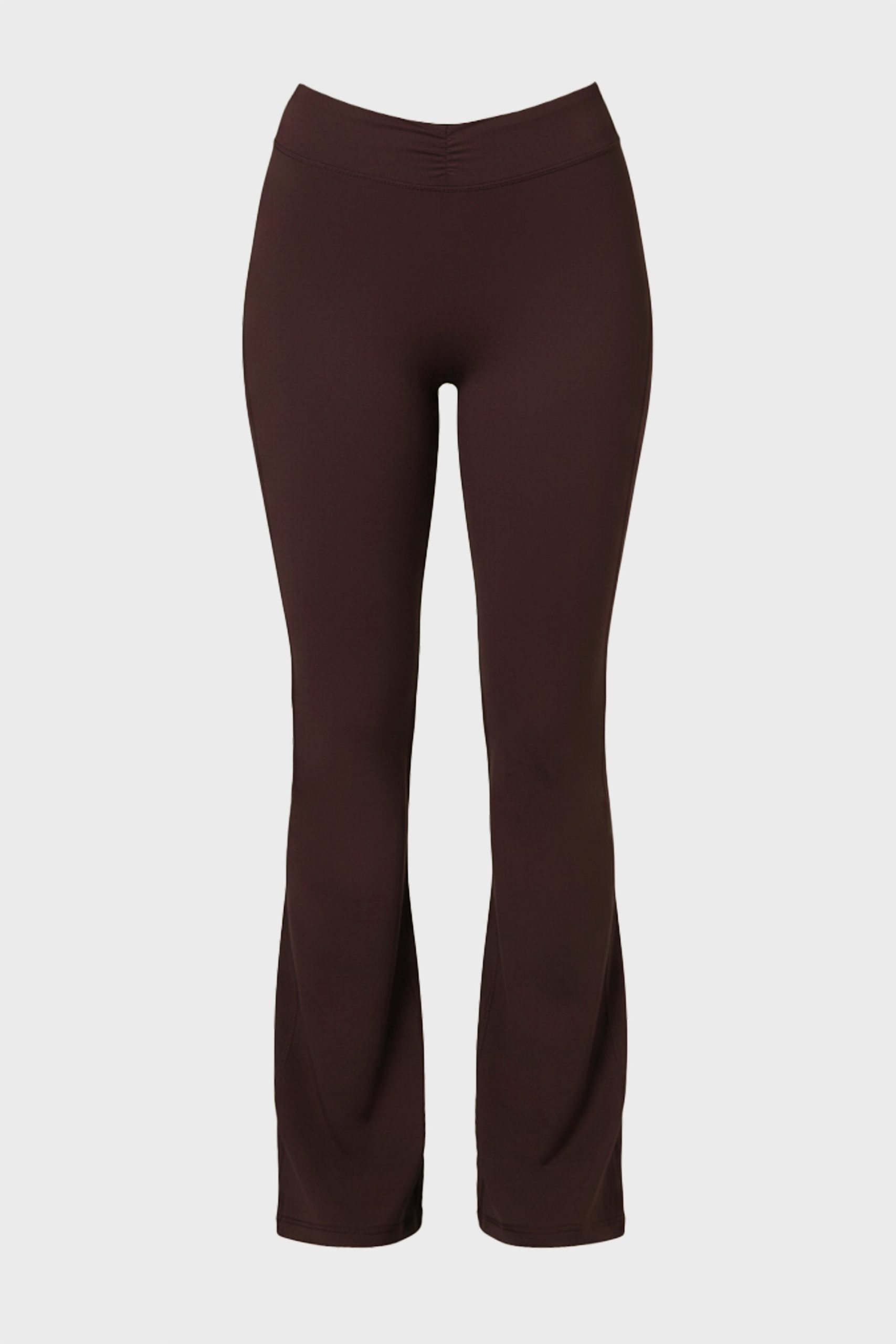 Soft Active Ruched Flared Trousers in Espresso - Image 3